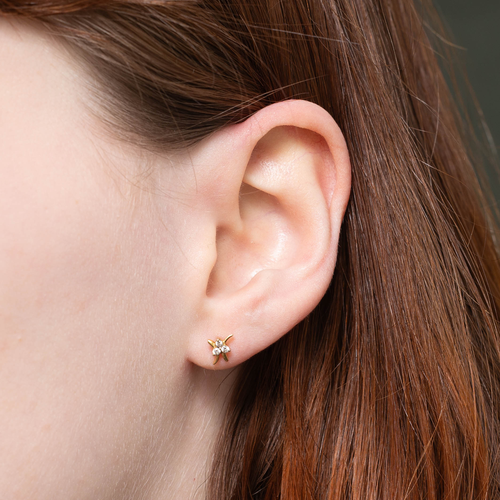 22k Diamond Cluster Abstract Stud Earrings