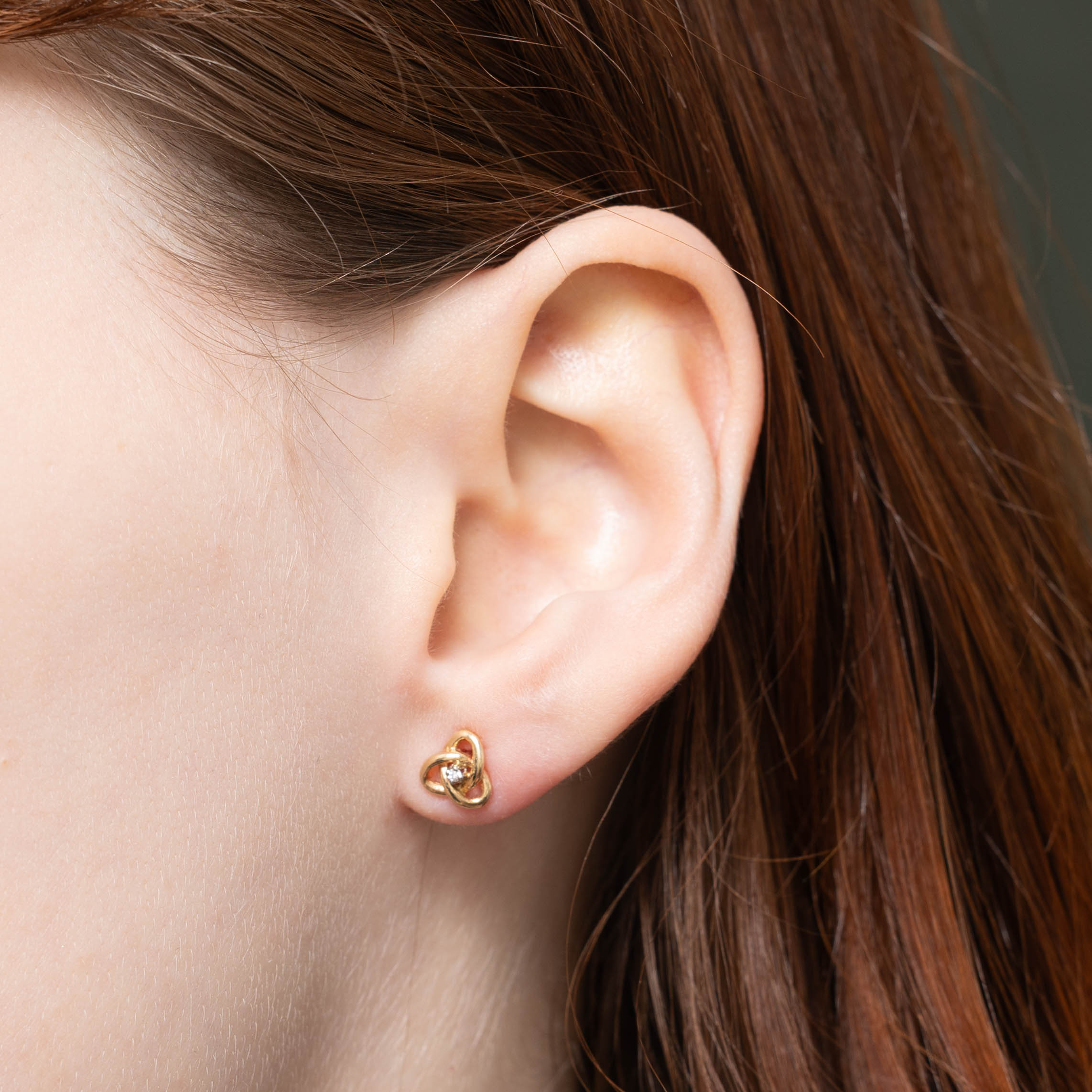 14k Diamond Knot Stud Earrings