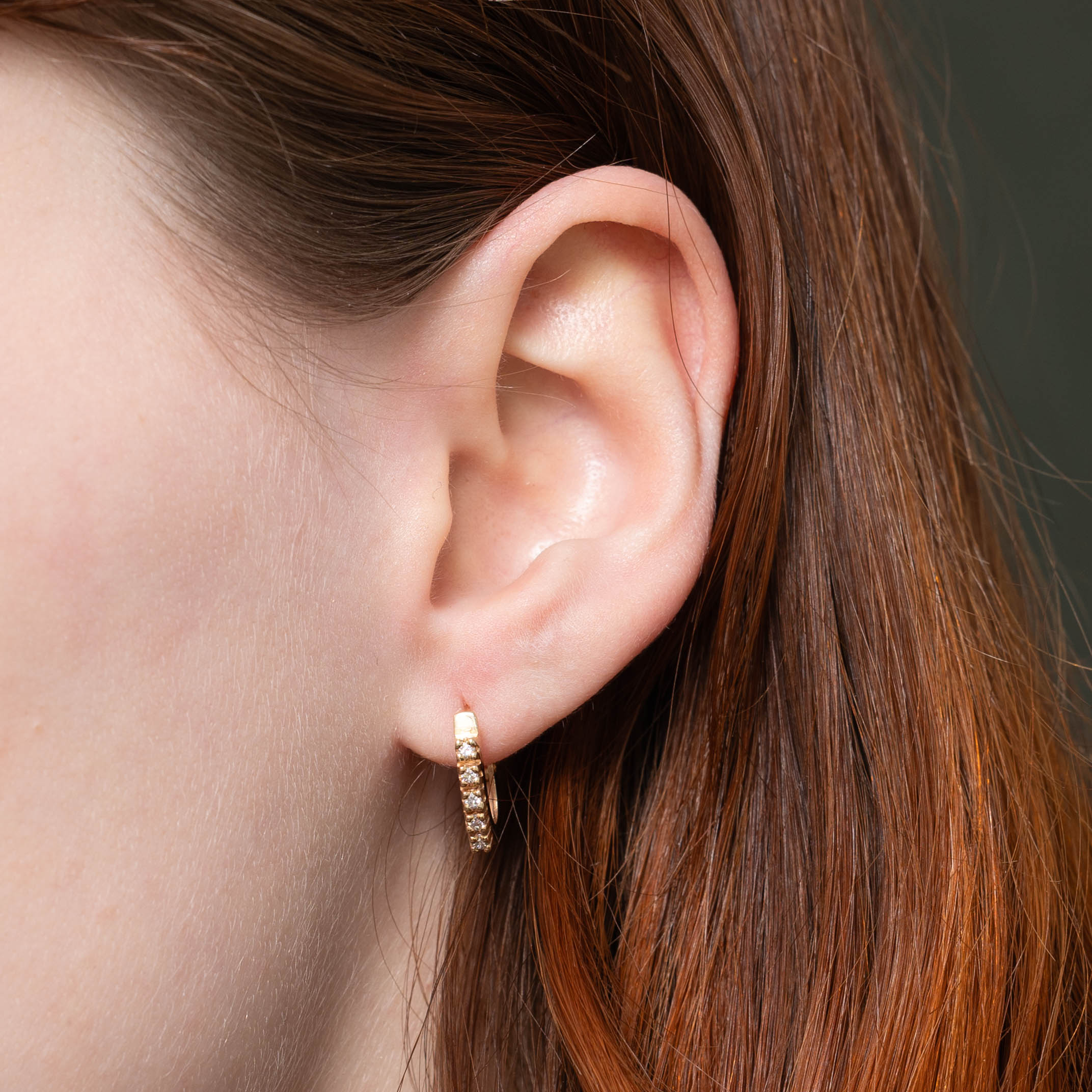 14k Diamond Huggie Earrings