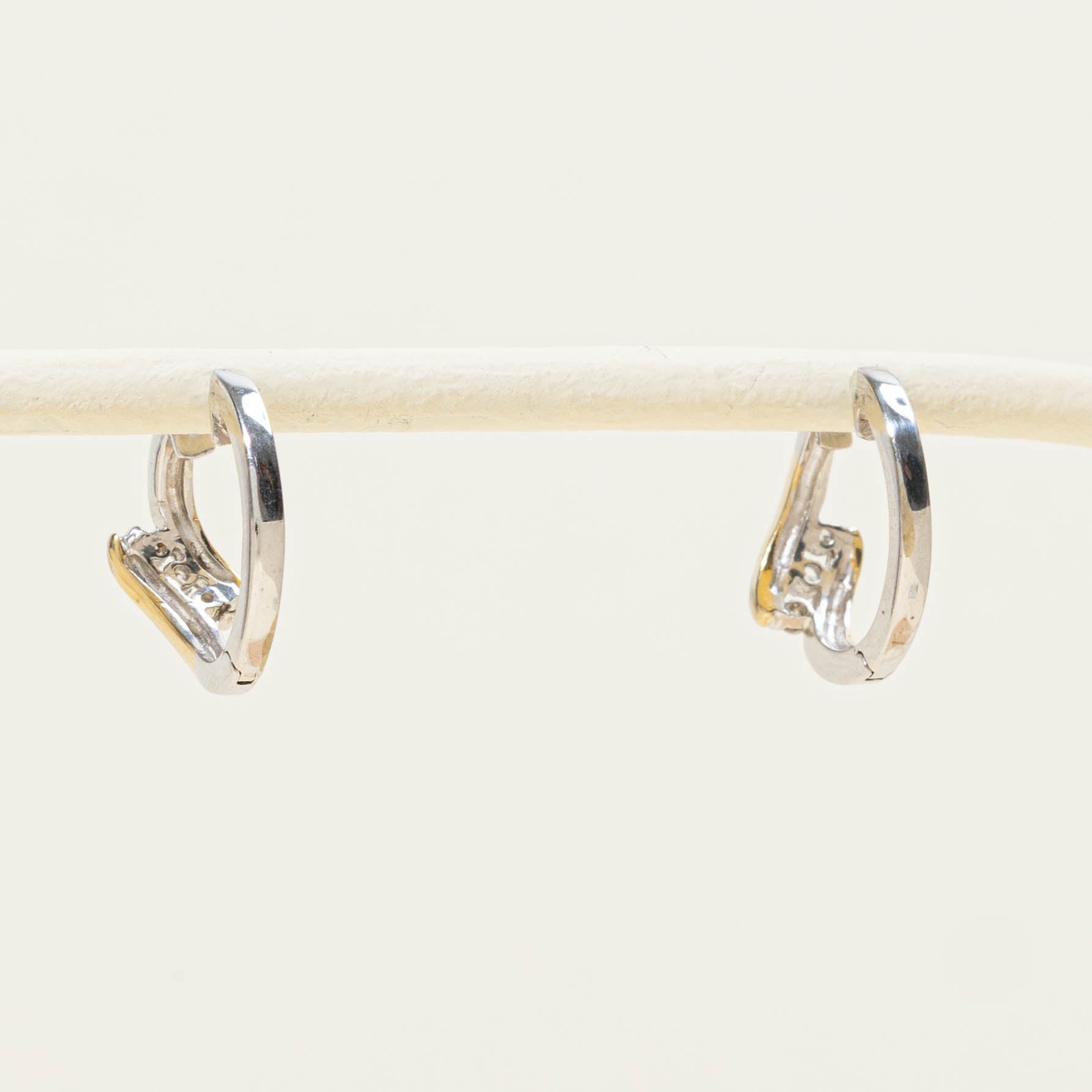 14k Two-Tone Diamond Bypass Hoop Earrings
