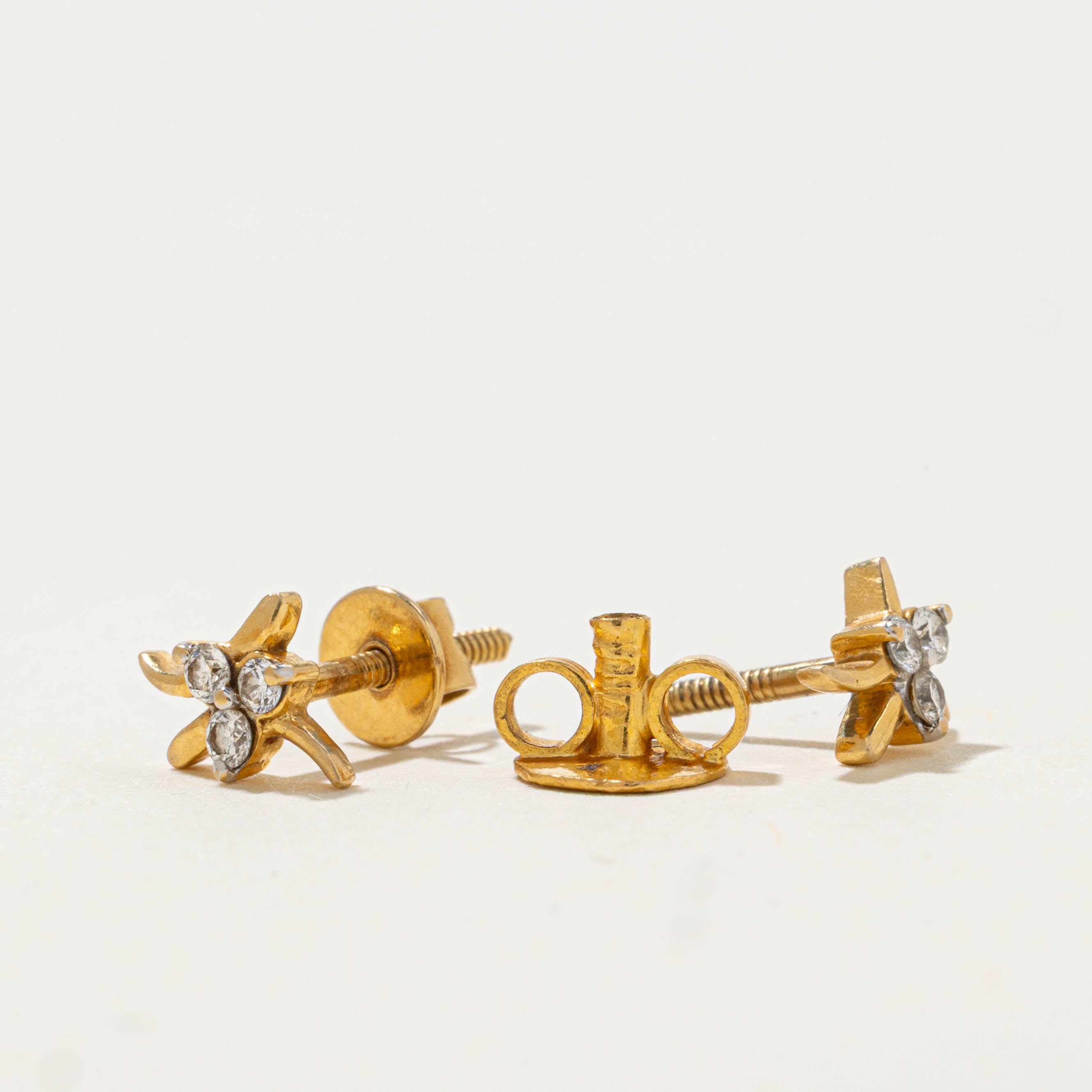 22k Diamond Cluster Abstract Stud Earrings