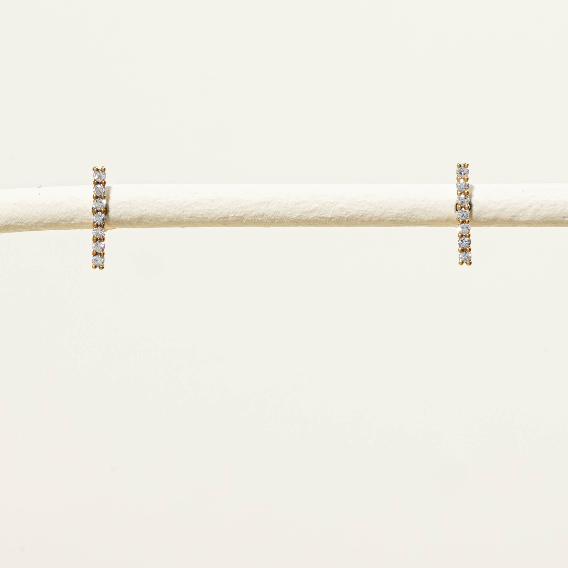 14k Diamond Bar Stud Earrings