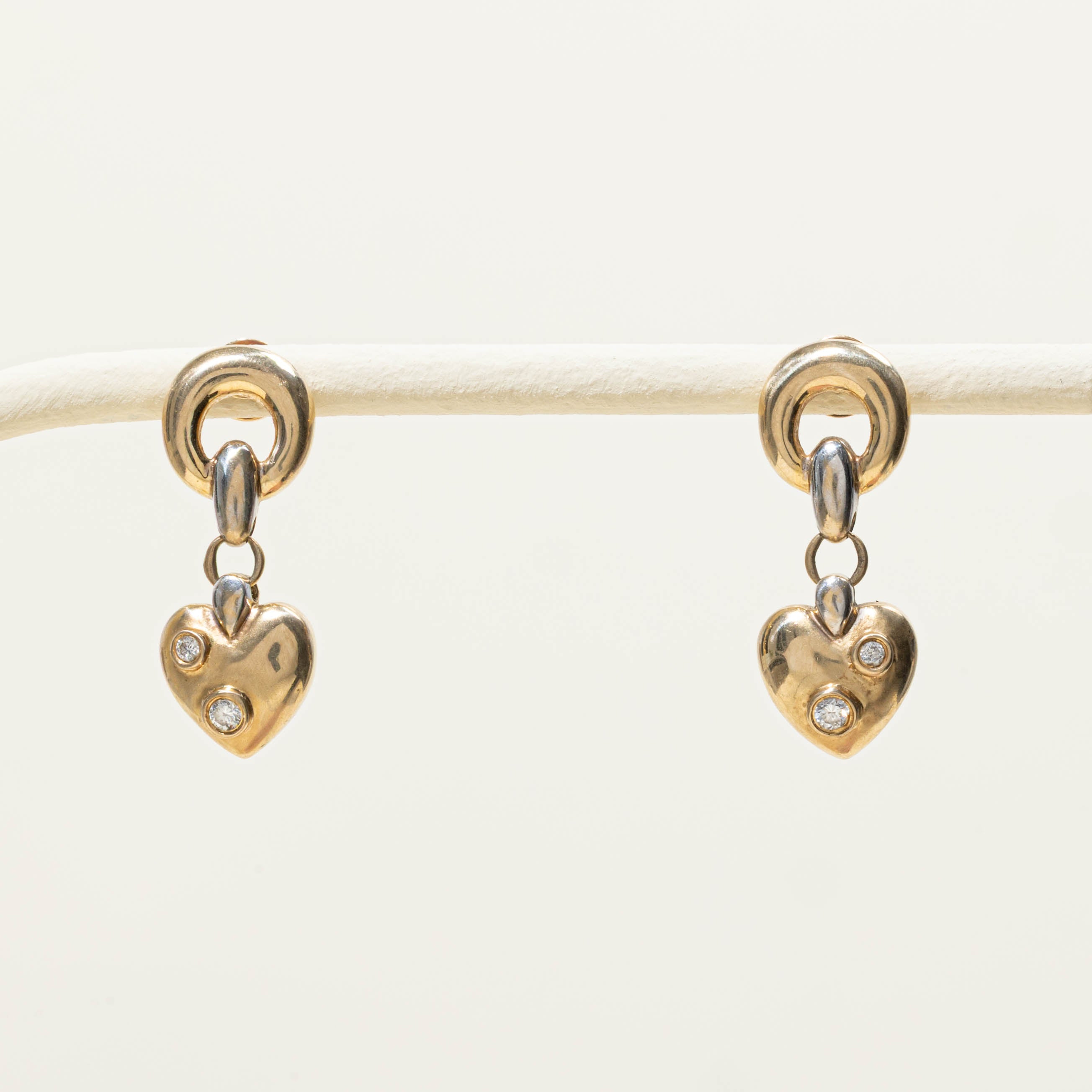 14k Diamonds Heart Drop Earrings