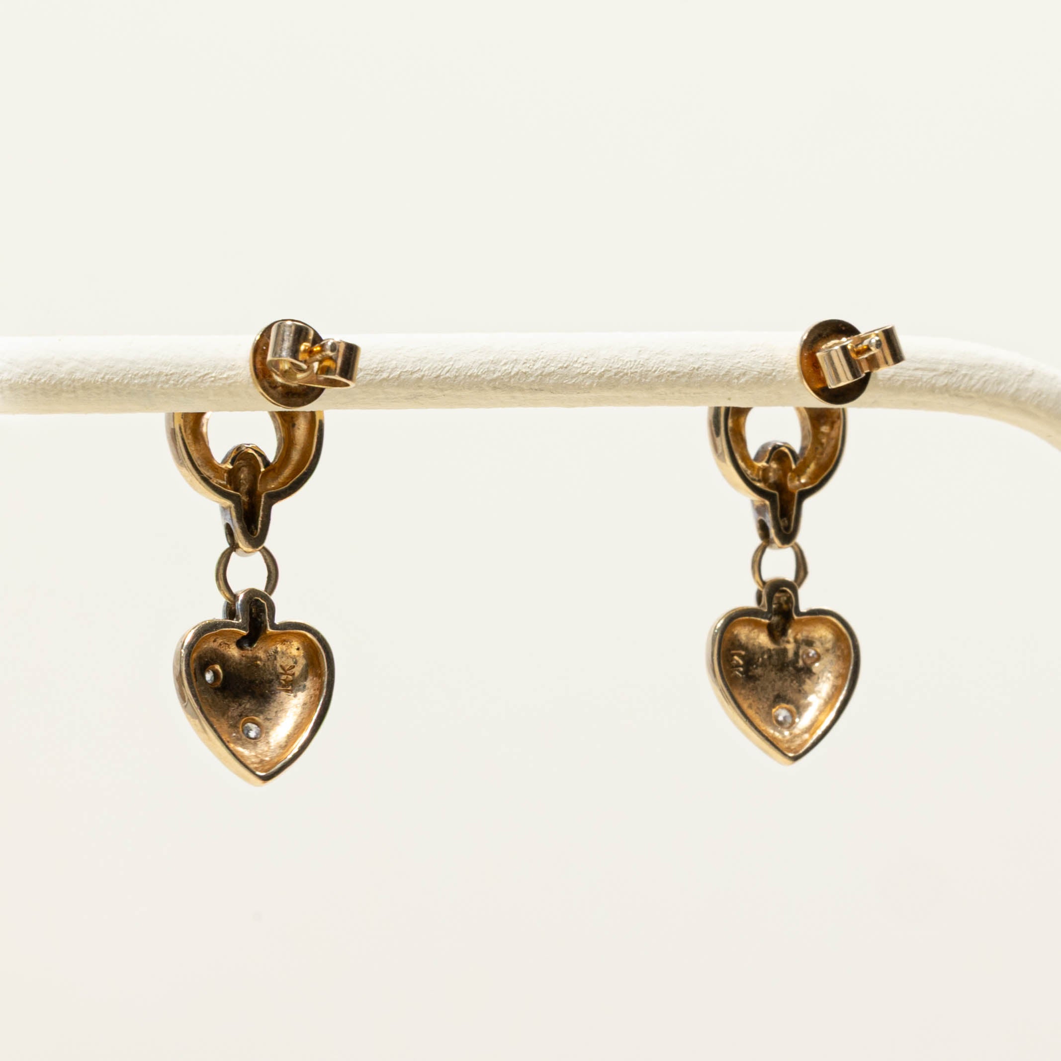 14k Diamonds Heart Drop Earrings