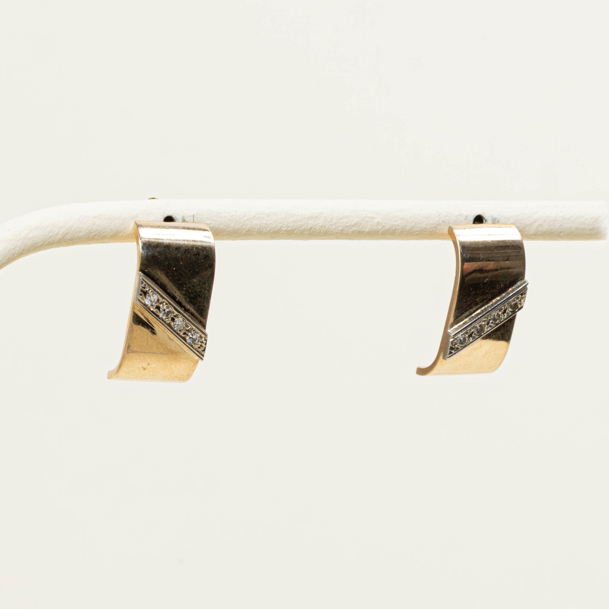 14k Diamond Wide Half Hoop Earrings