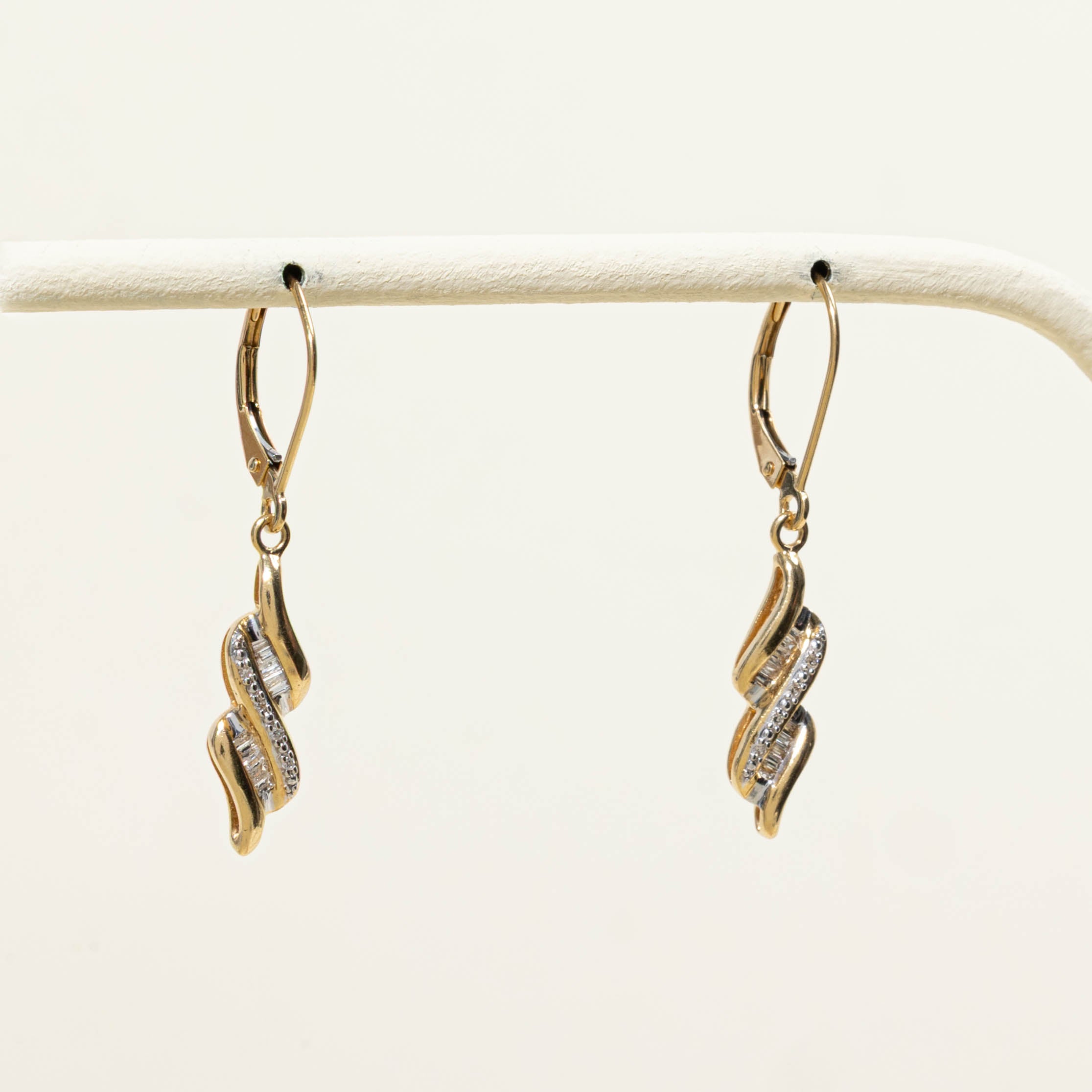 14k Diamond Swirl Drop Earrings