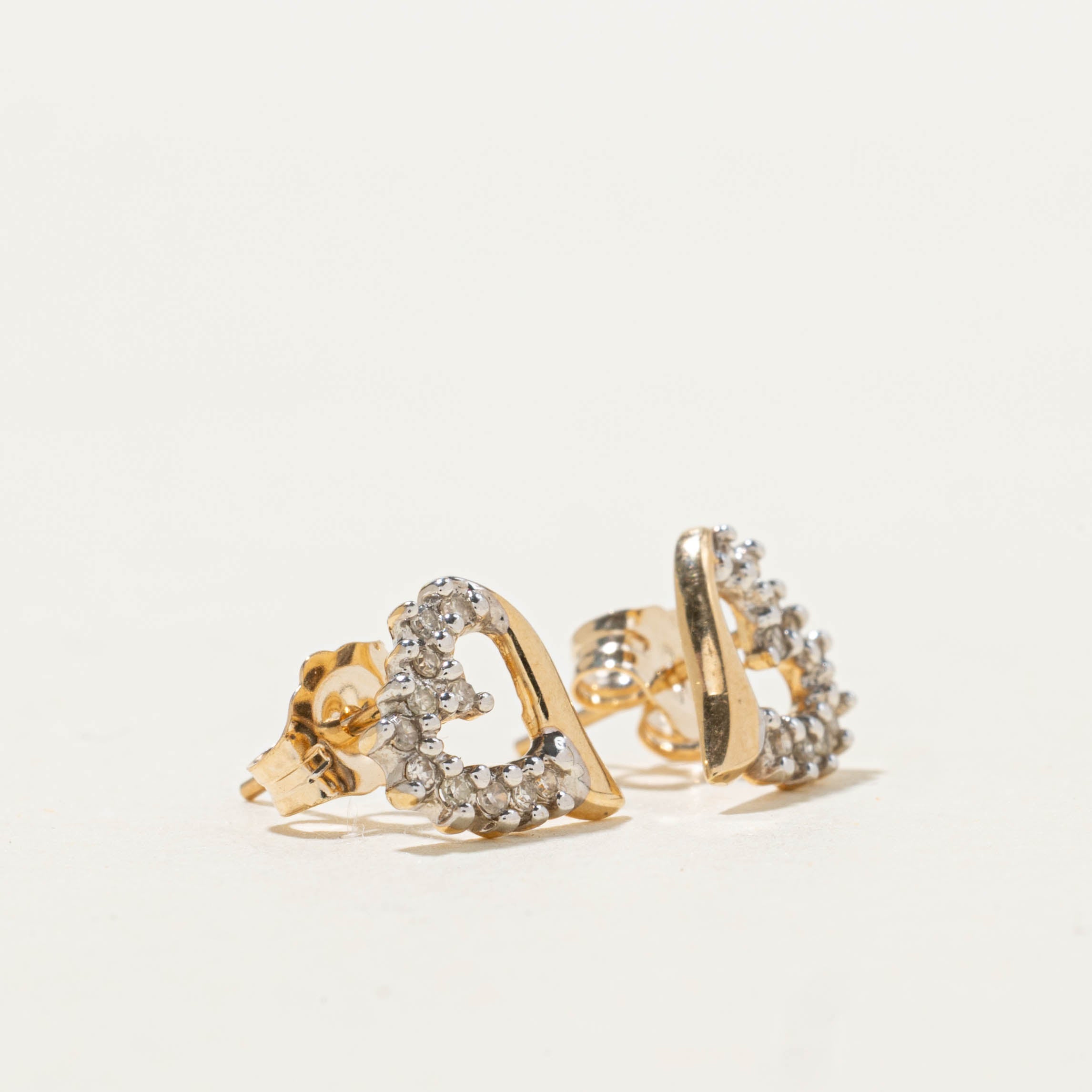 10k Diamond Petal Heart Stud Earrings