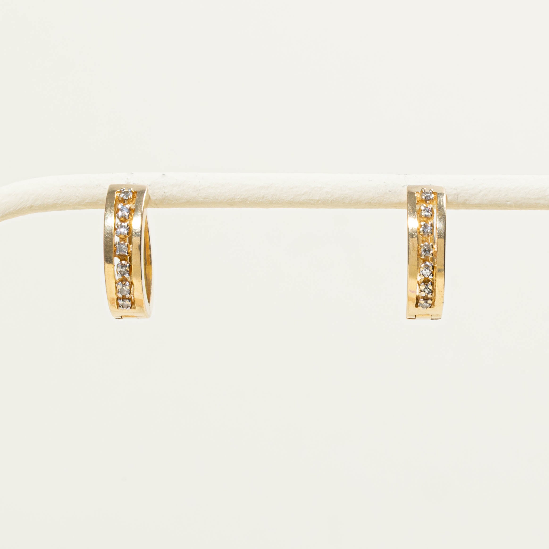 14k Diamond Column Hoop Earrings
