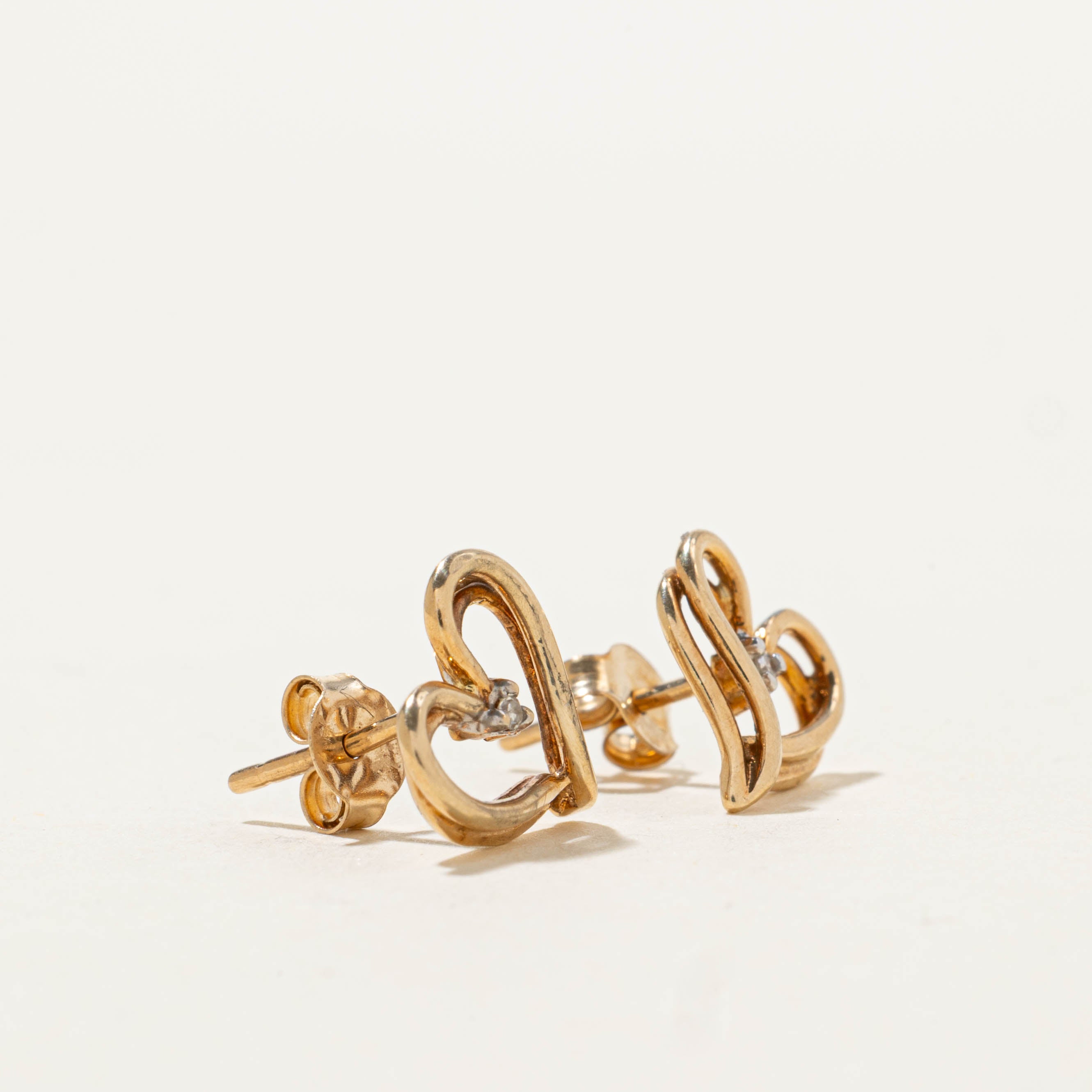 10k Diamond Heart Stud Earrings