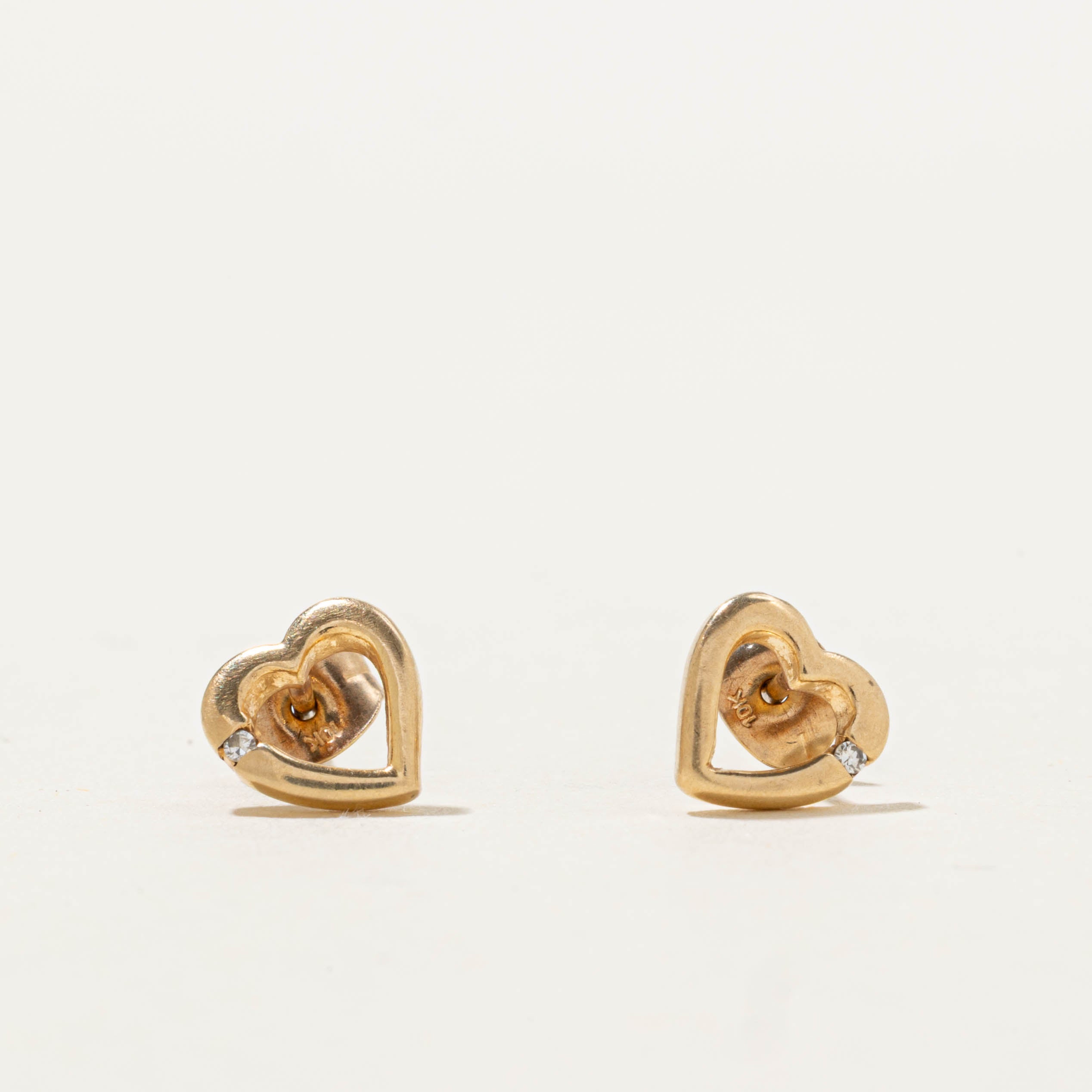 10k Diamond Heart Stud Earrings