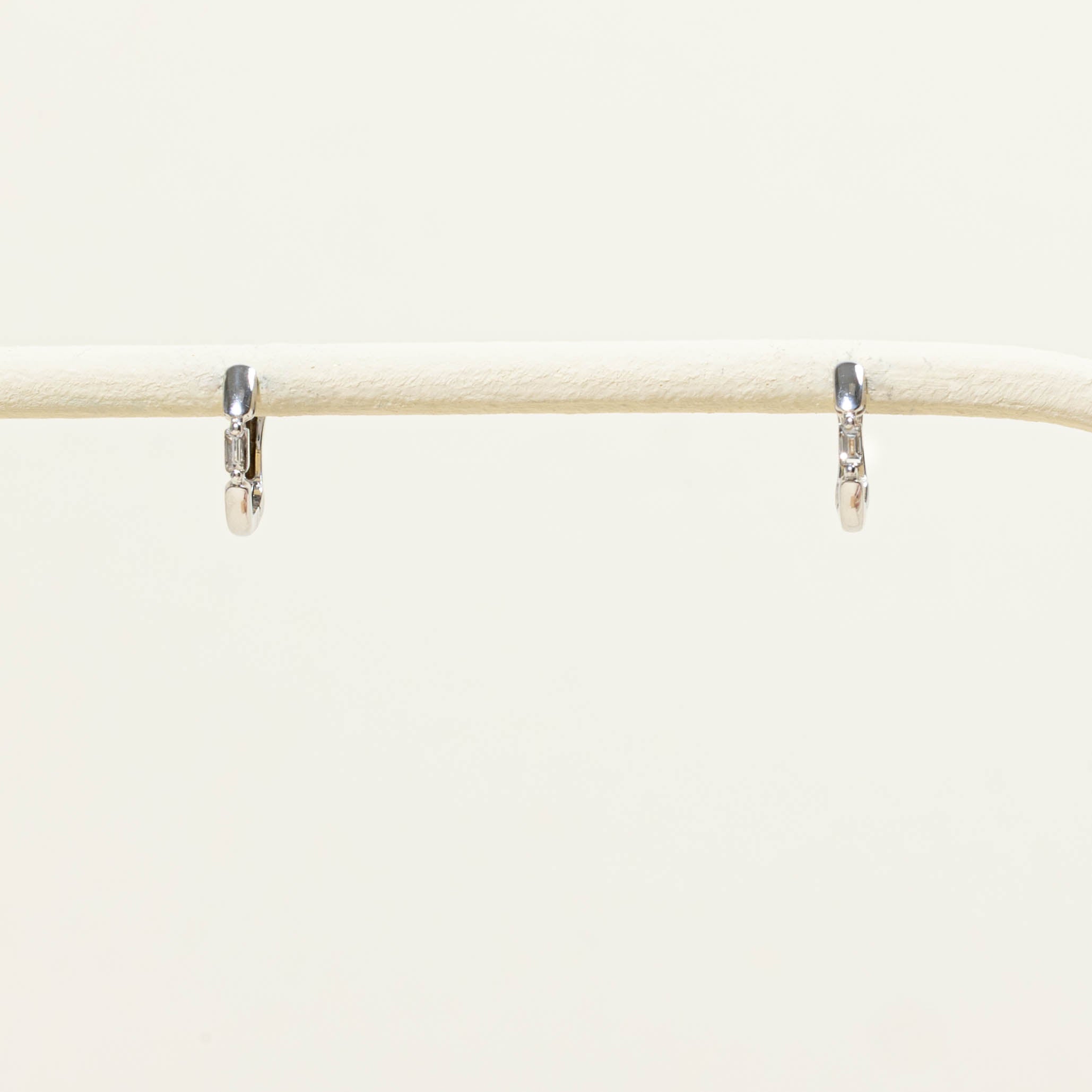 14k Baguette Diamond Huggie Earrings