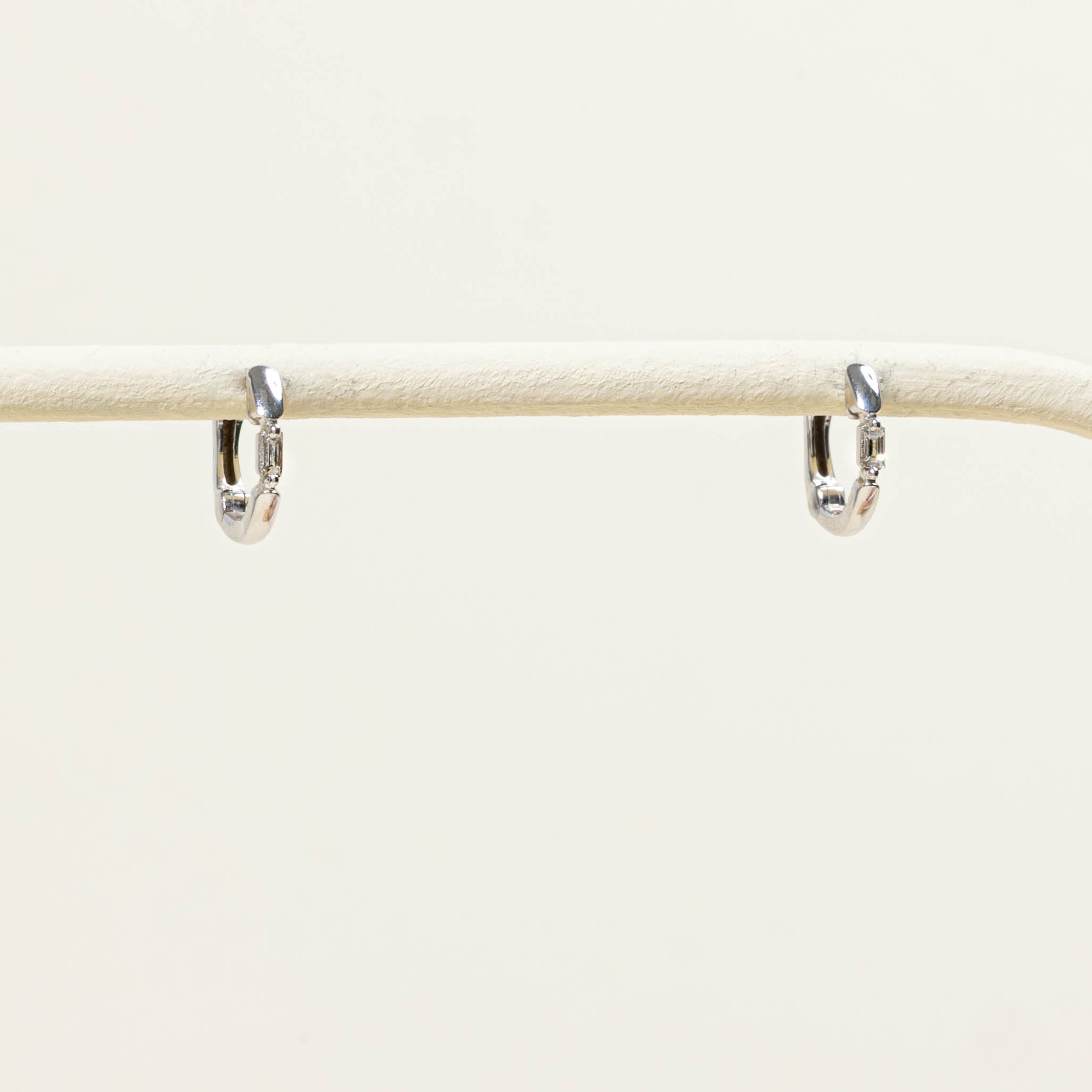 14k Baguette Diamond Huggie Earrings