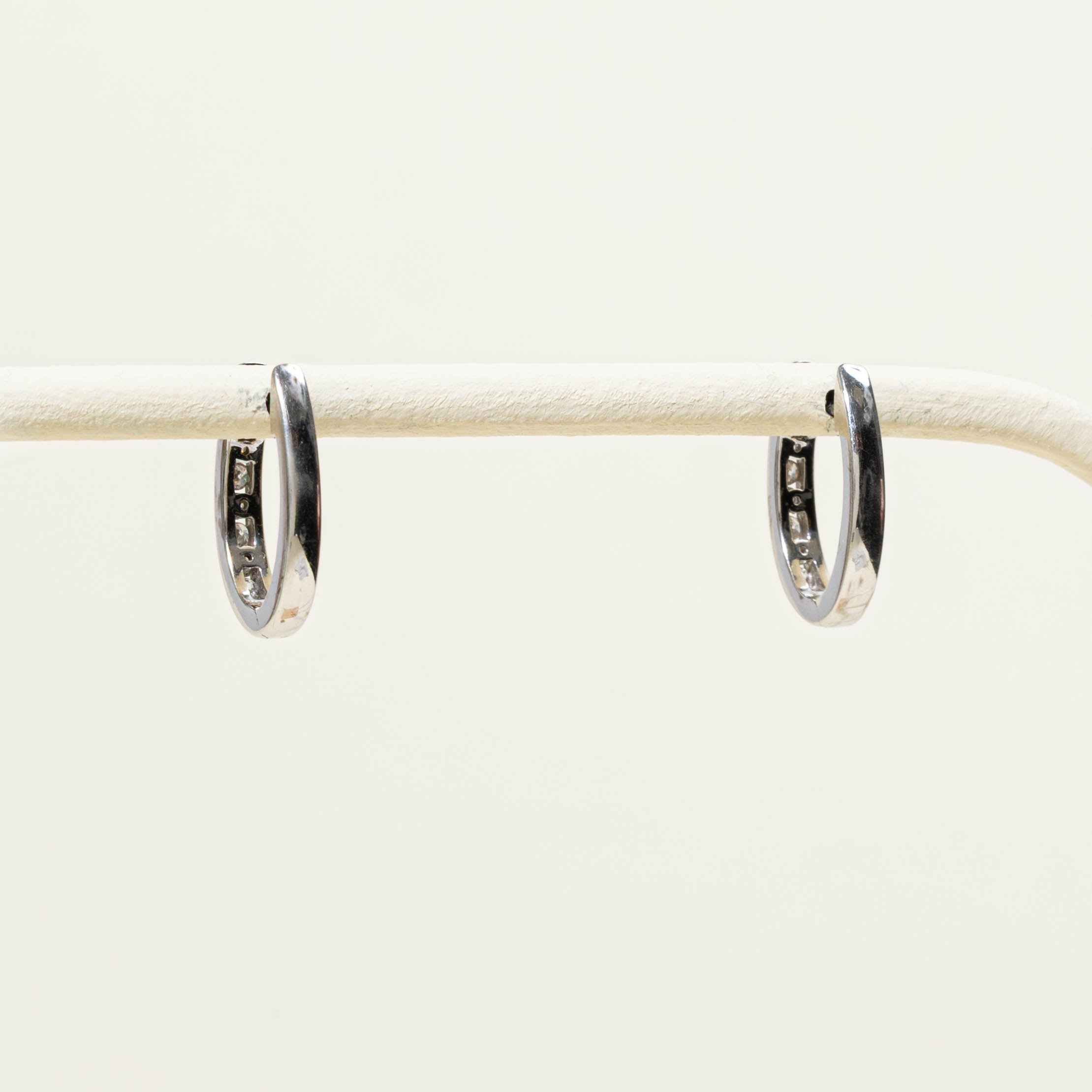 10k Channel Set Diamond Hoop Earrings