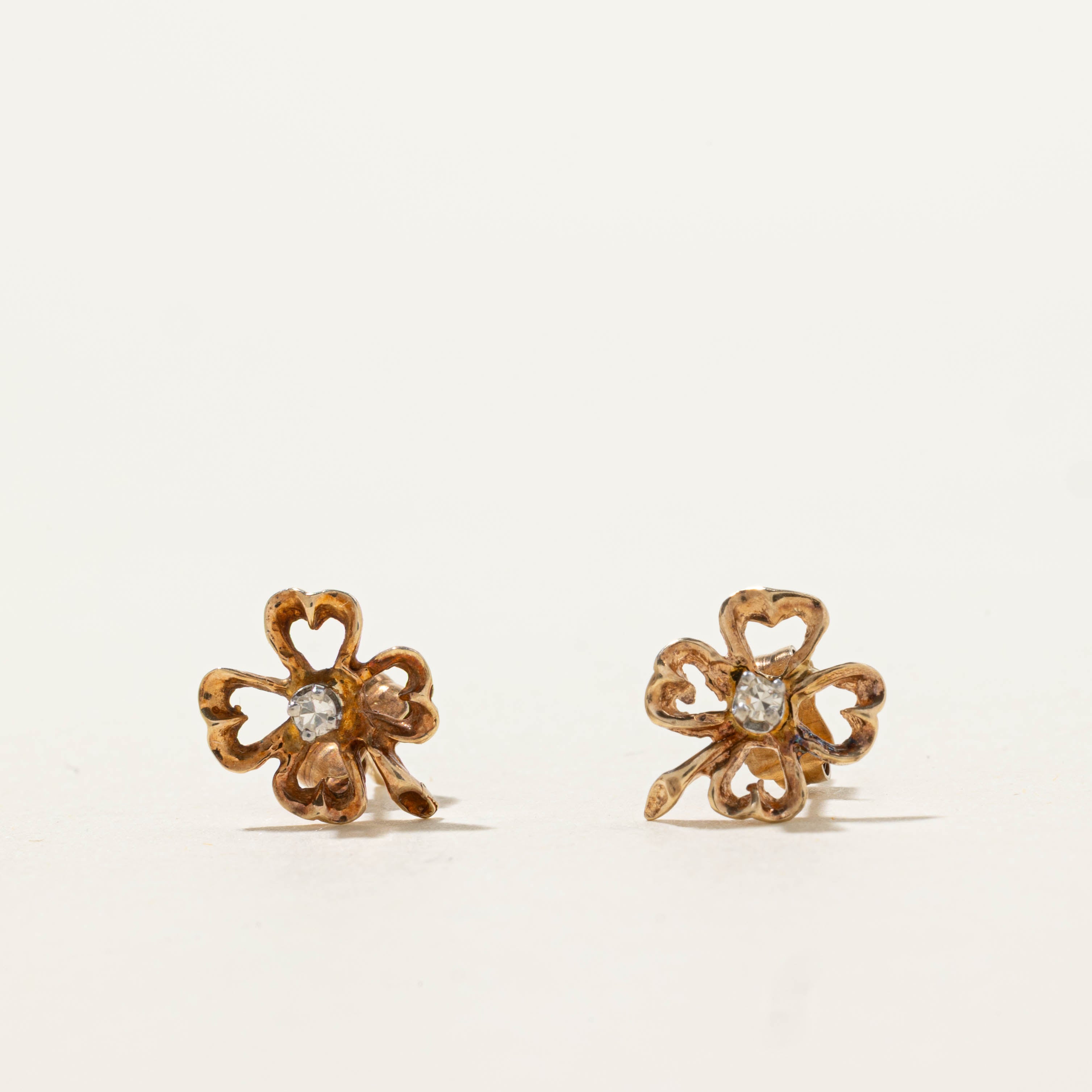 10k Diamond Floral Stud Earrings