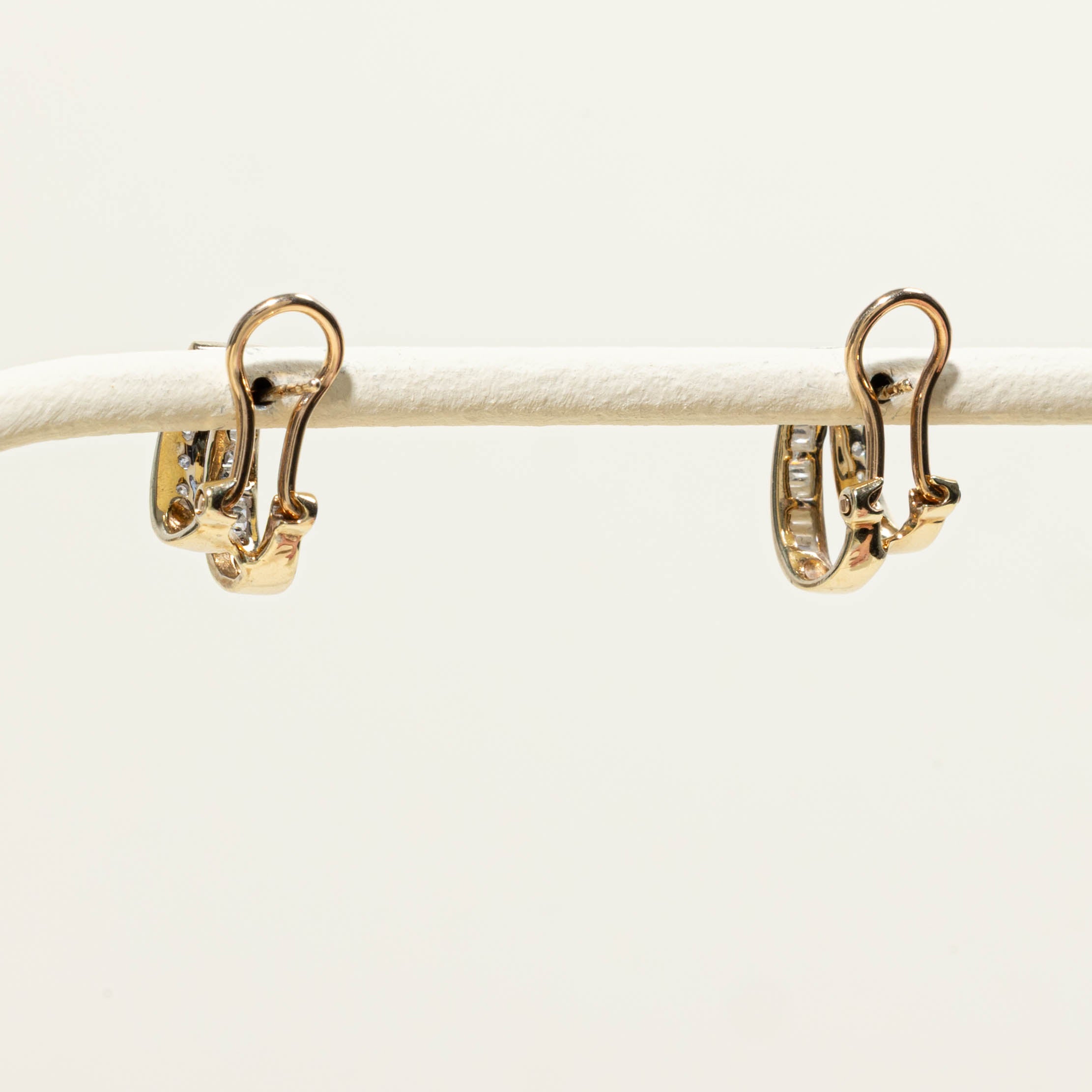 10k Channel Diamond Set Double Huggie Earrings