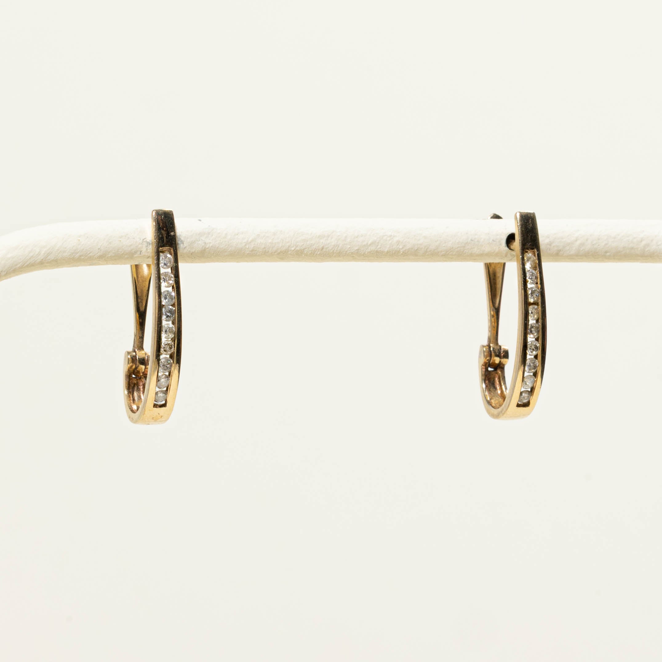 10k Channel Set Diamond Hoop Earrings