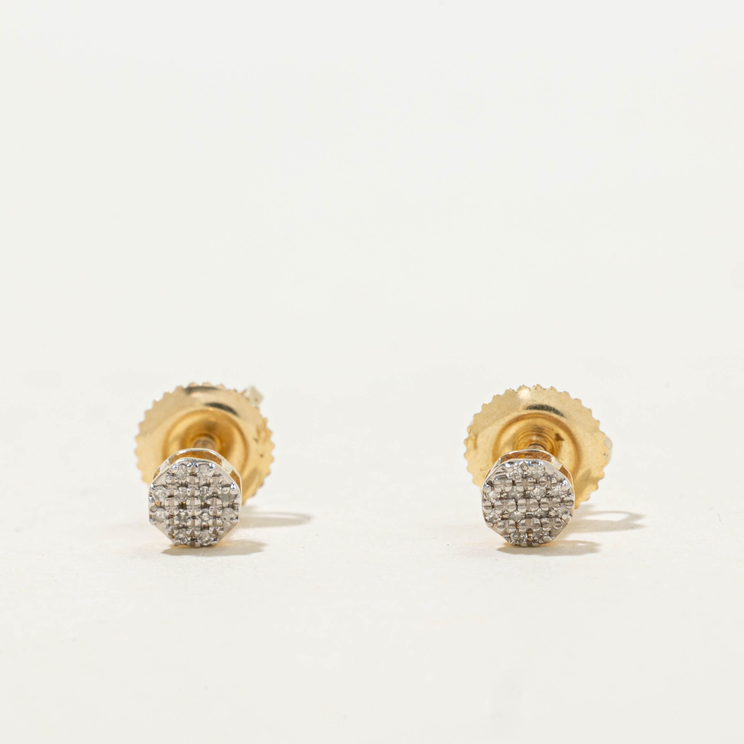 10k Diamond Circle Cluster Stud Earrings