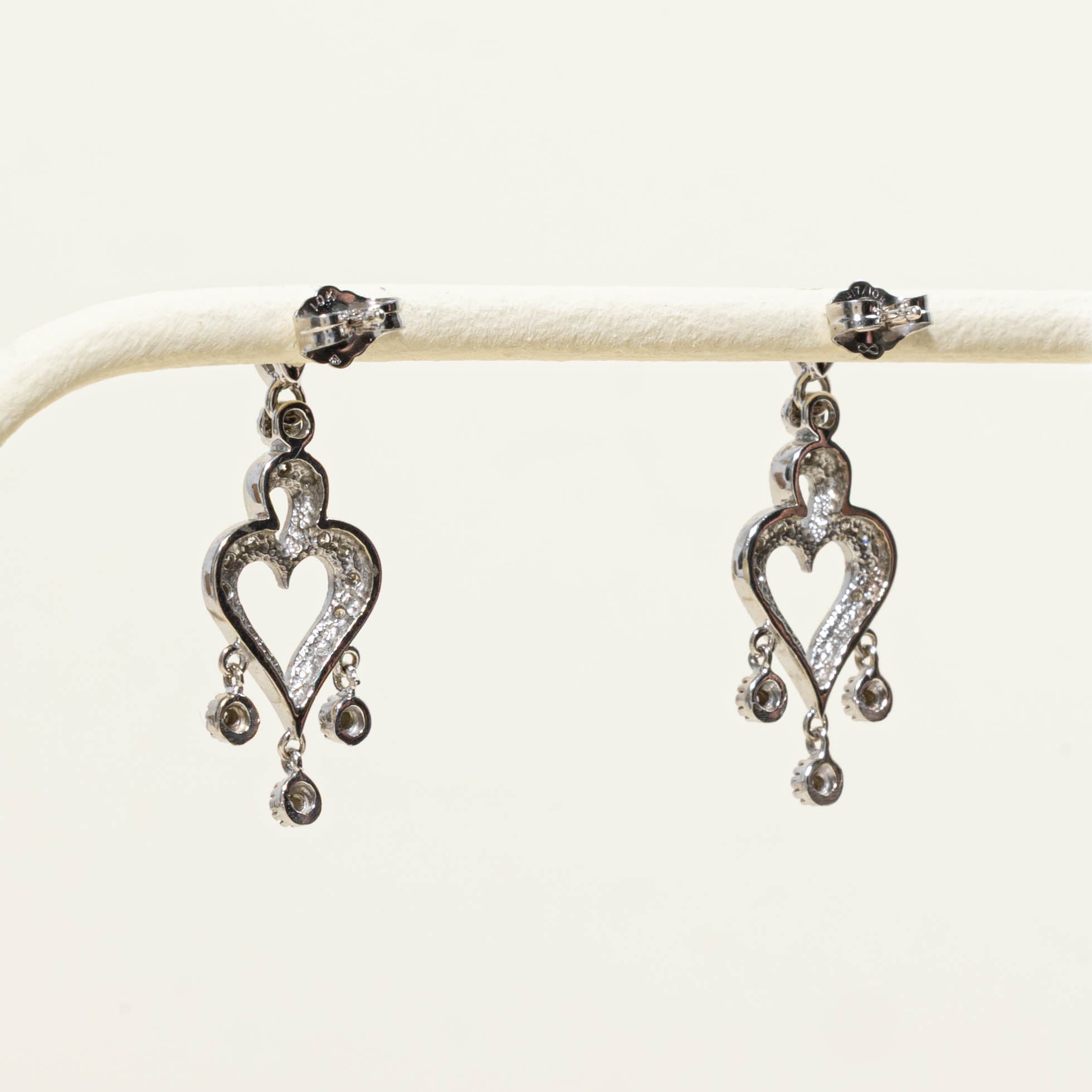 10k Diamond Heart Chandelier Earrings
