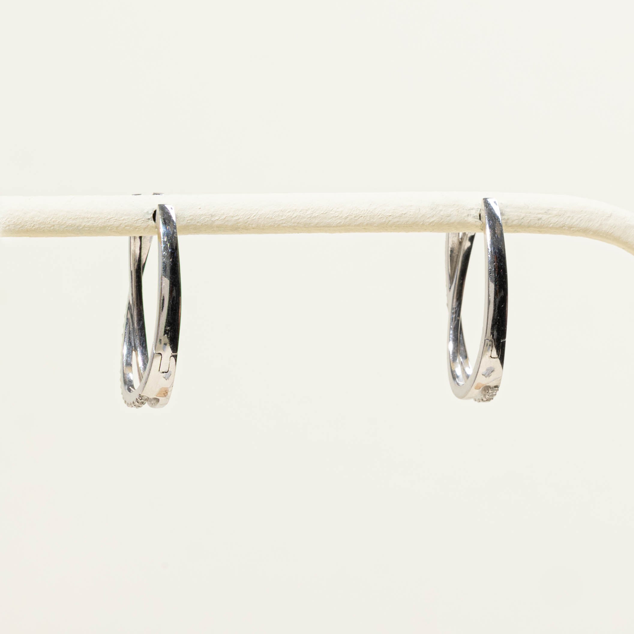 10k Pavé Set Diamond Crossover Hoop Earrings