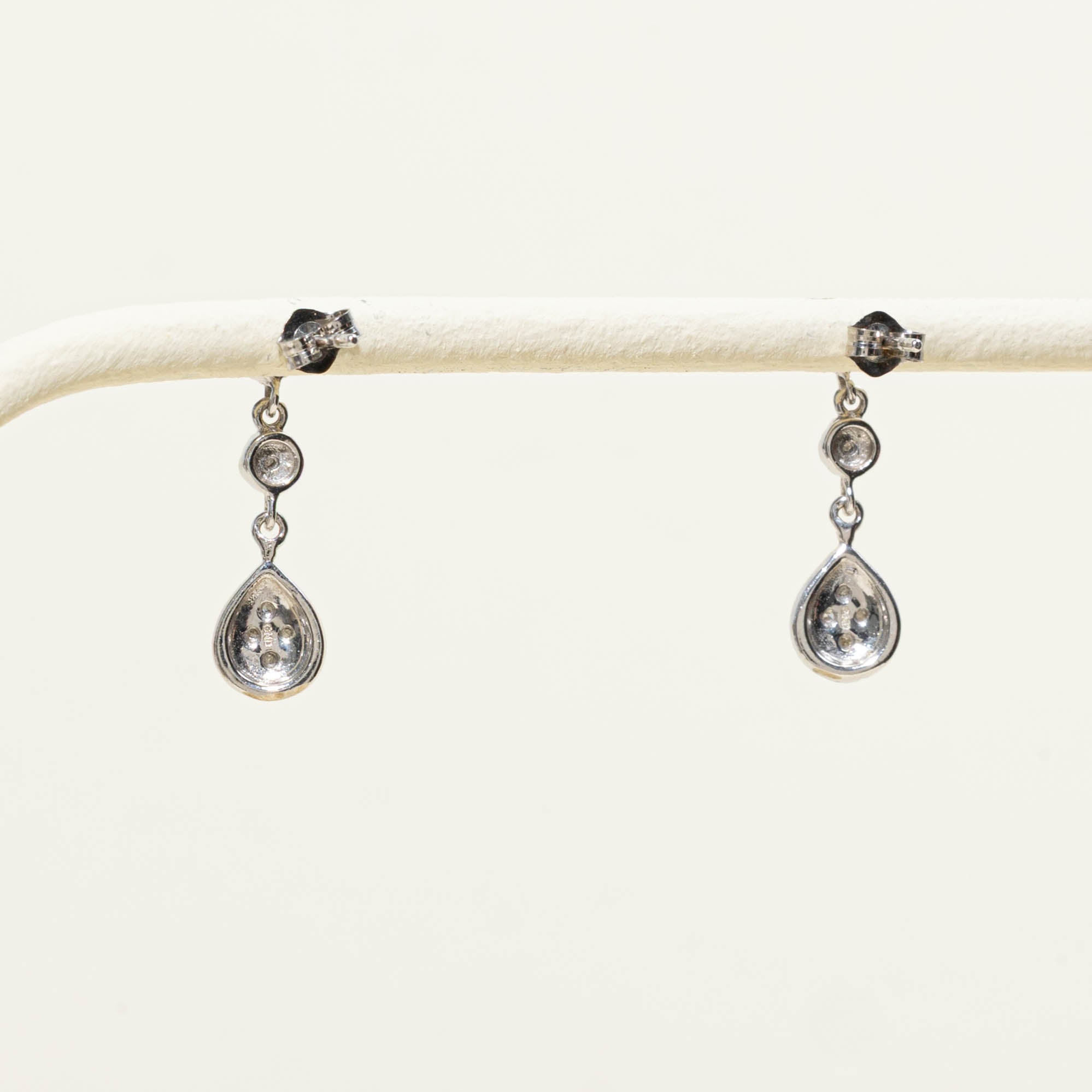 10k Diamond Pear Cluster Milgrain Drop Earrings