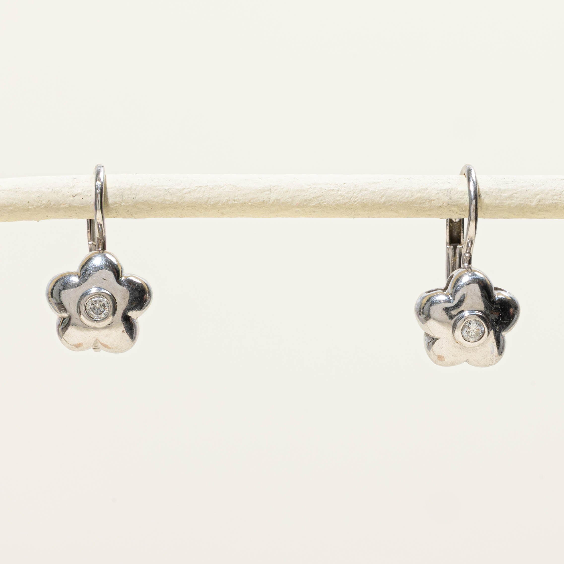 14k Diamond Flower Drop Earrings