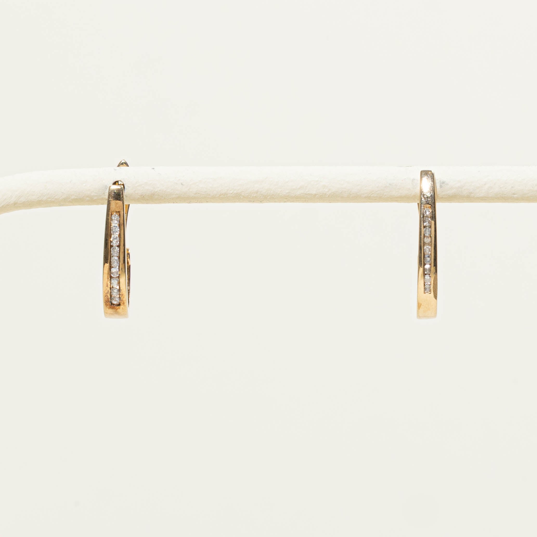 10k Channel Set Diamond Hoop Earrings