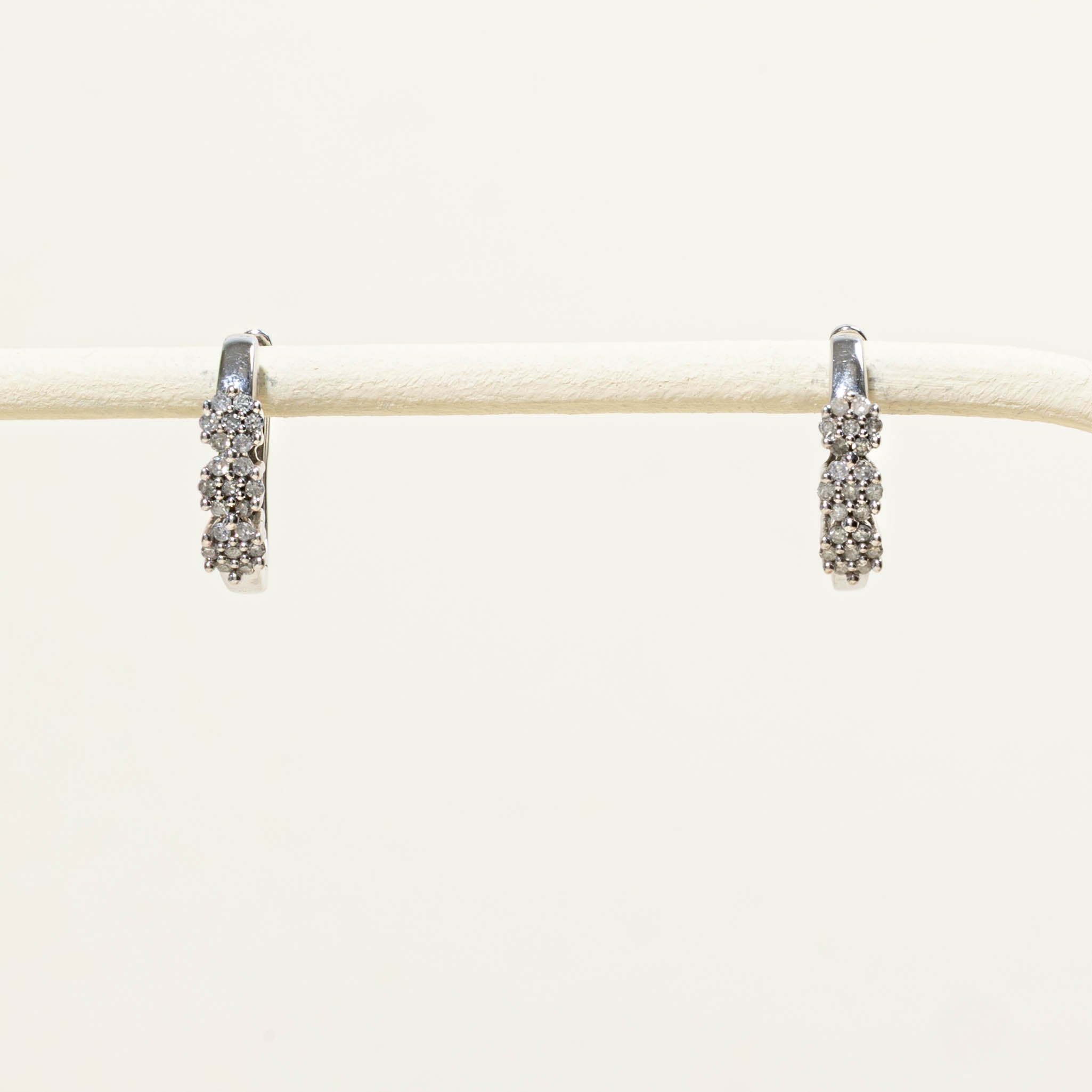 10k Diamond Cluster Huggie Earrings