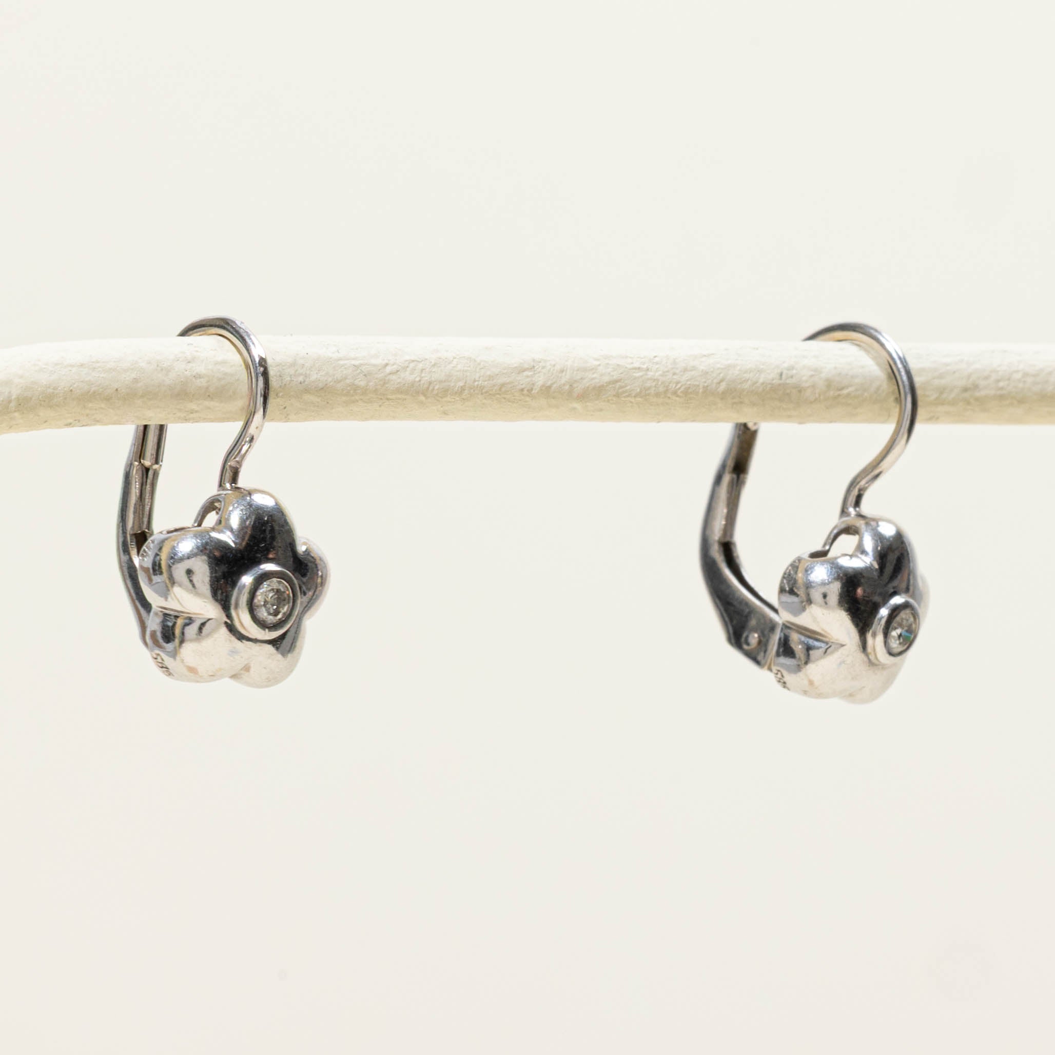 14k Diamond Flower Drop Earrings