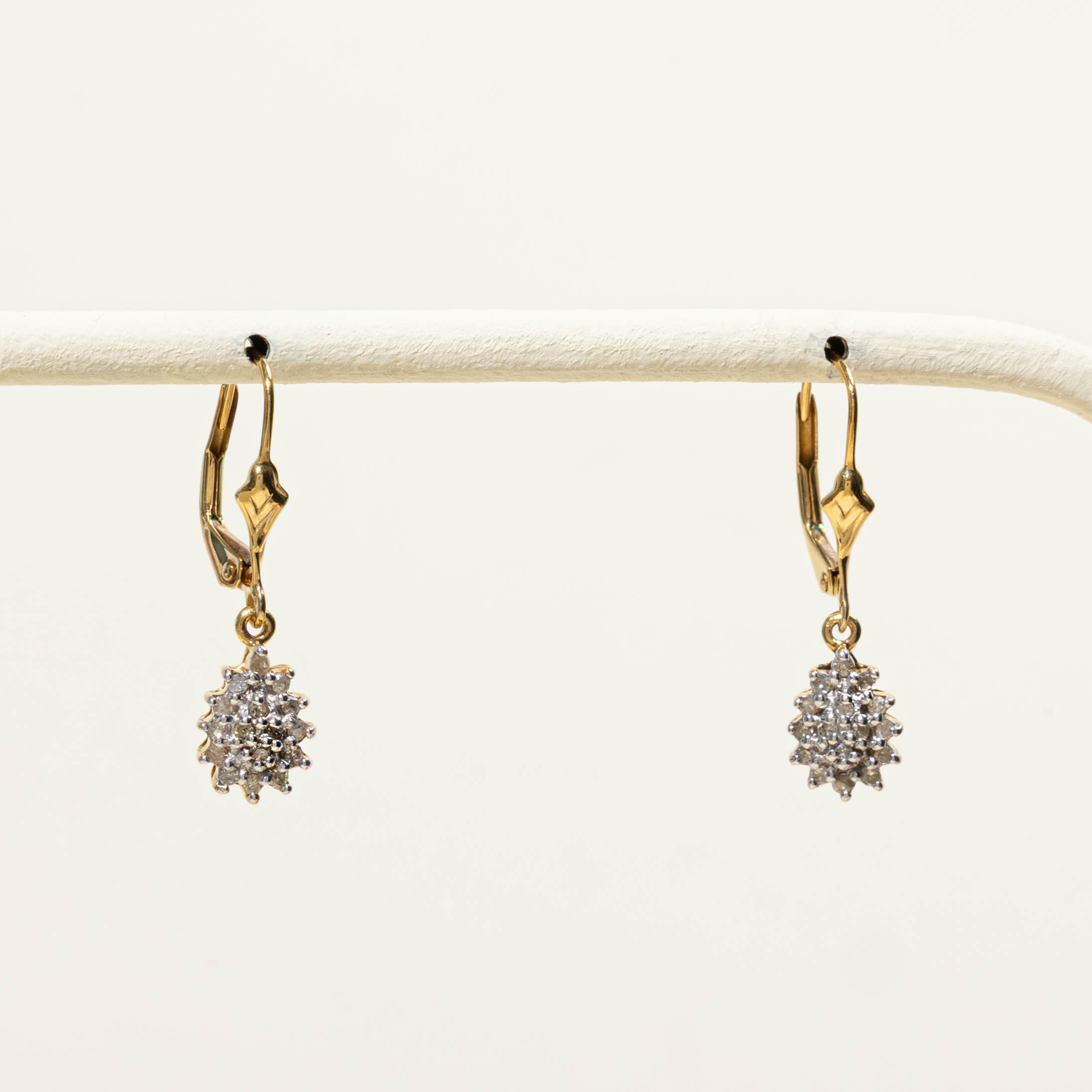10k Diamond Cluster Drop Earrings
