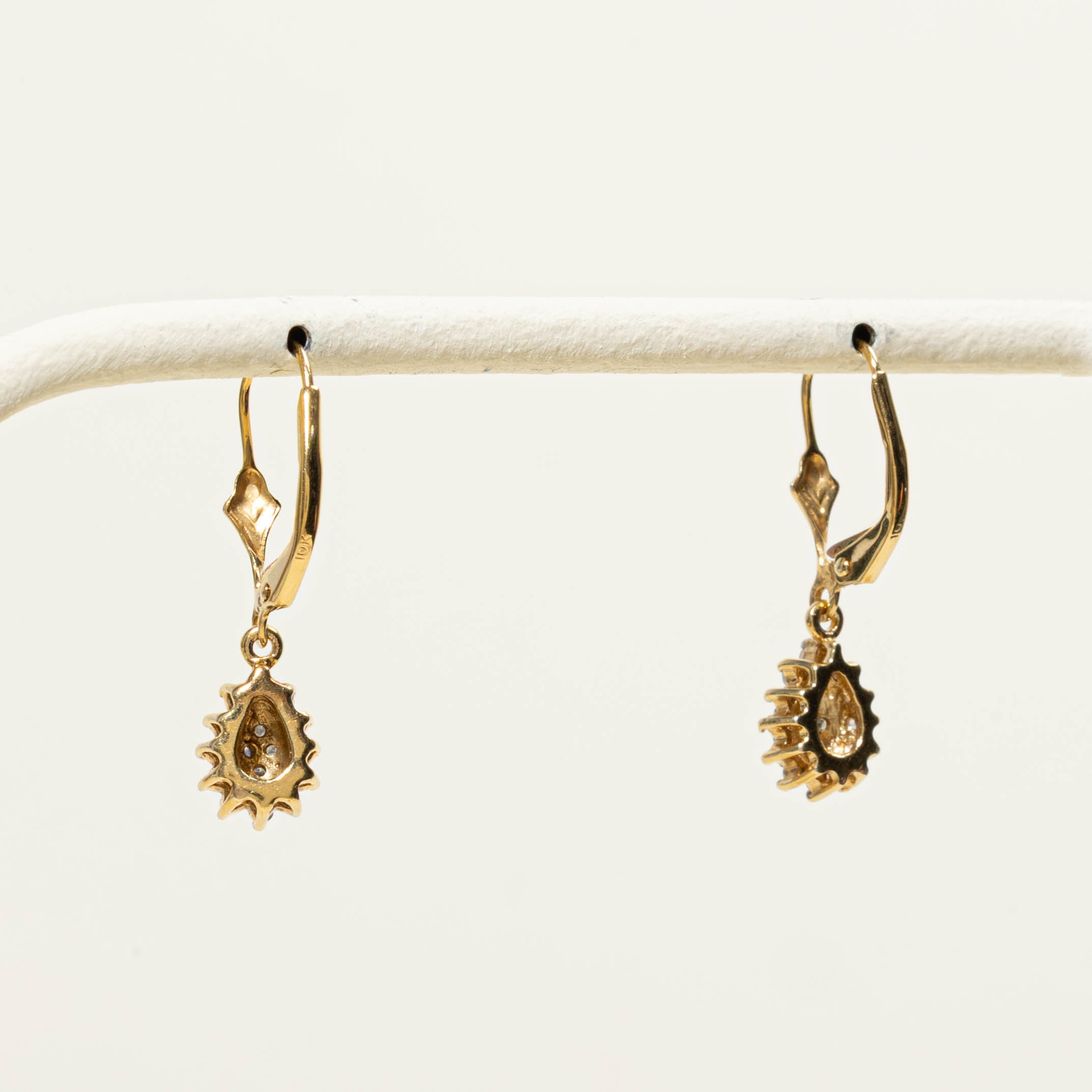 10k Diamond Cluster Drop Earrings