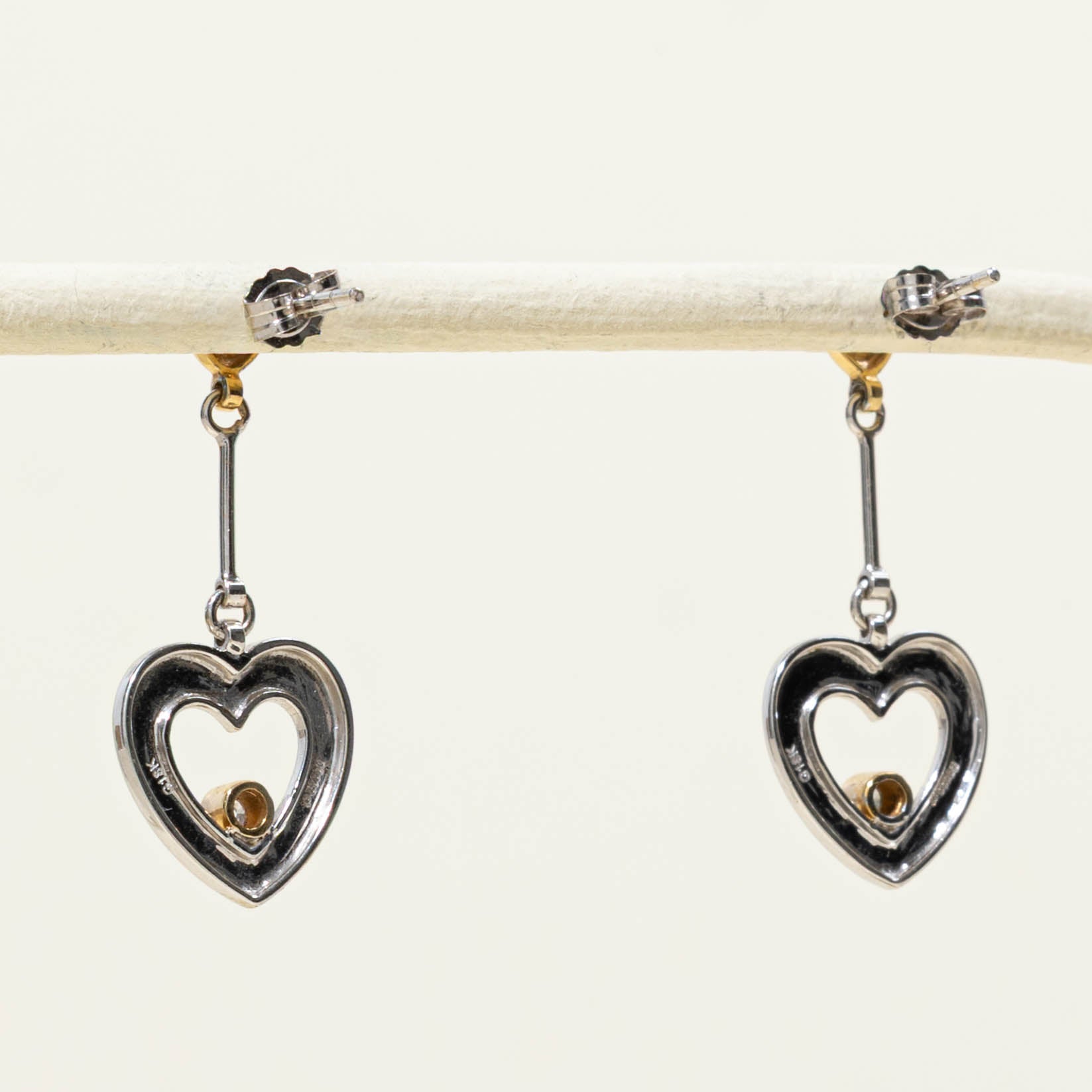18k Diamond Heart Drop Earring