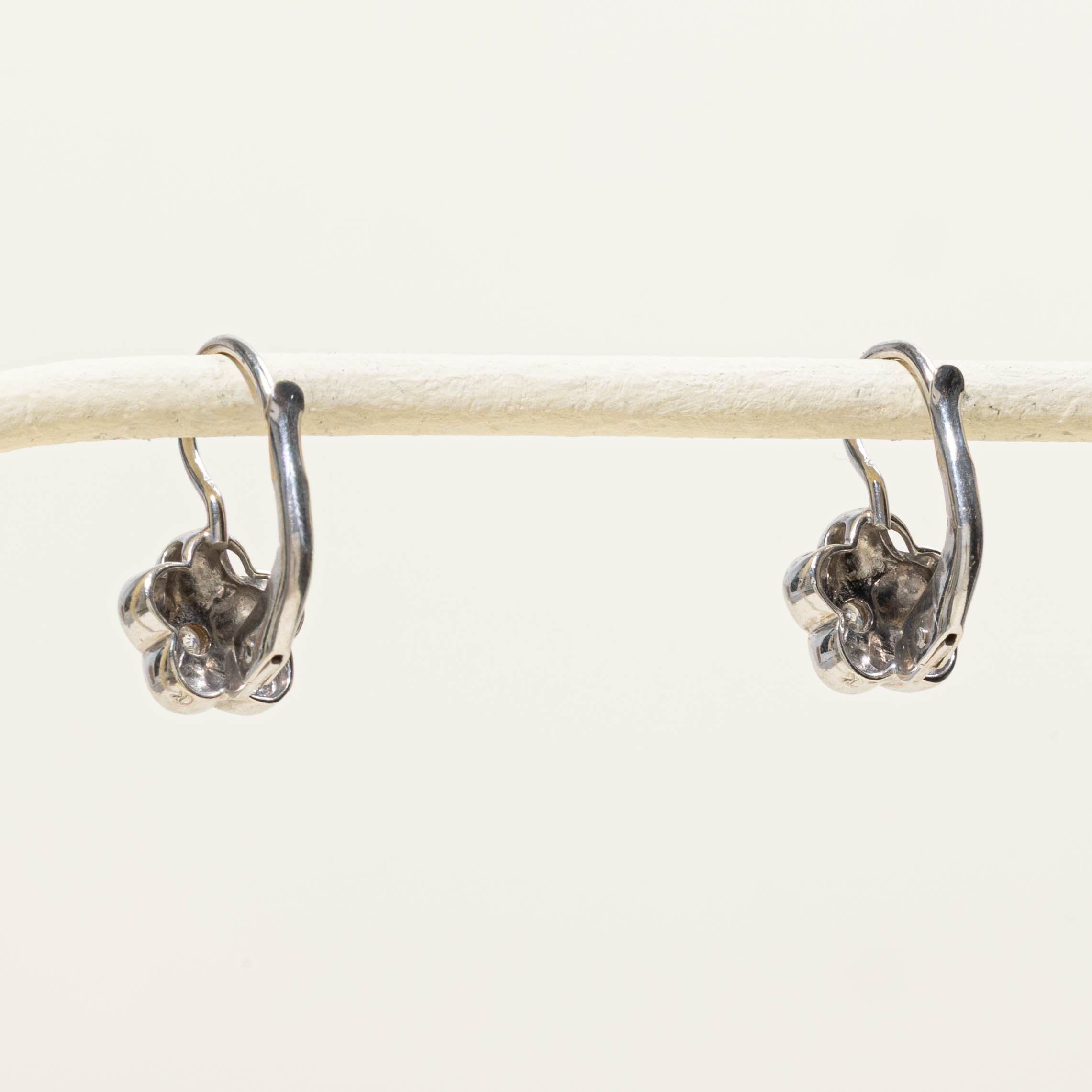 14k Diamond Flower Drop Earrings