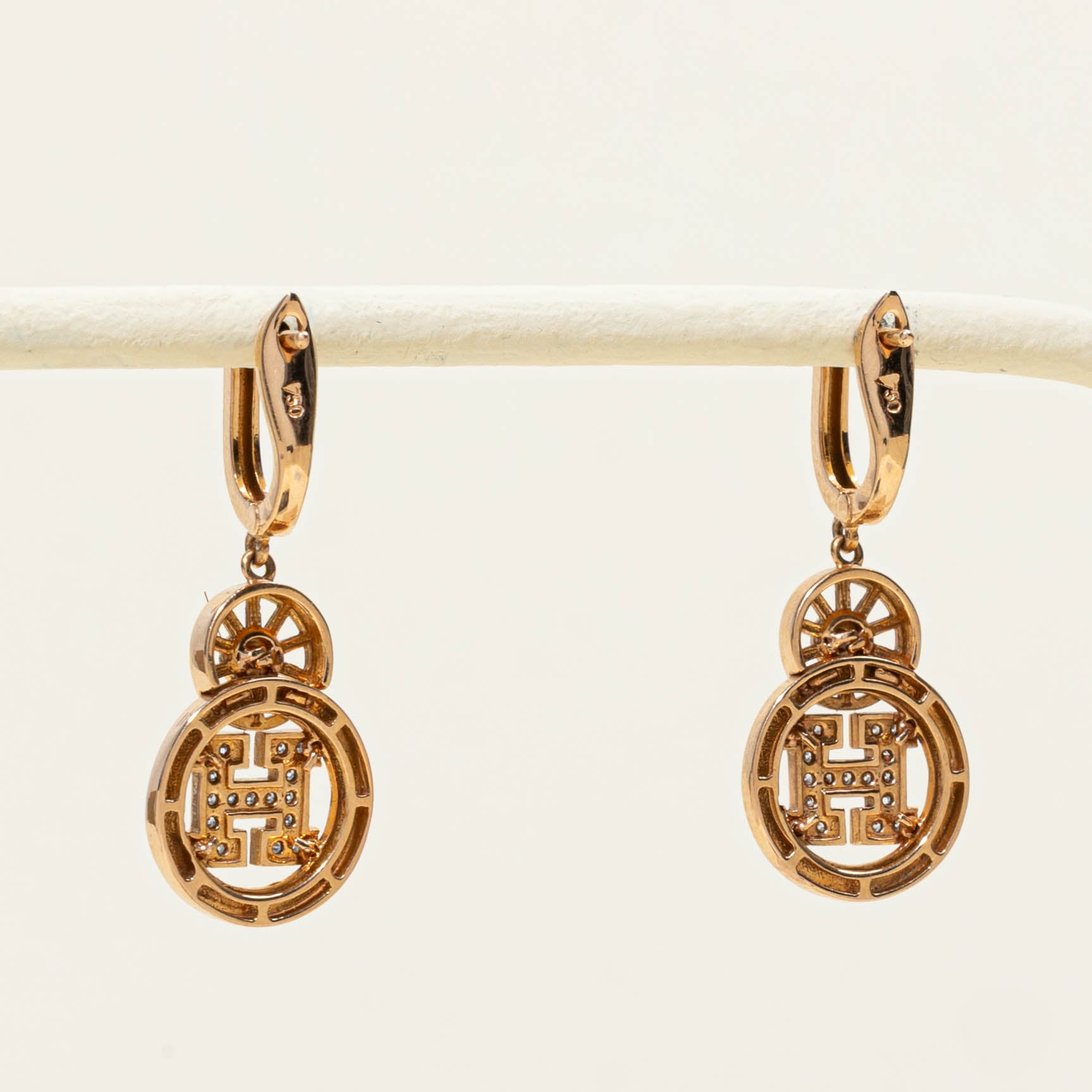 18k Diamond "H" Initial Drop Earrings