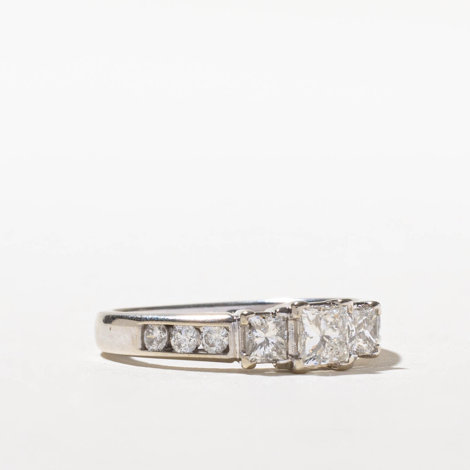 14k Three Stone Princess Cut Diamond Accented Ring | 0.43ct SI2/I1 H/I, 0.66ctw | SZ 6.75