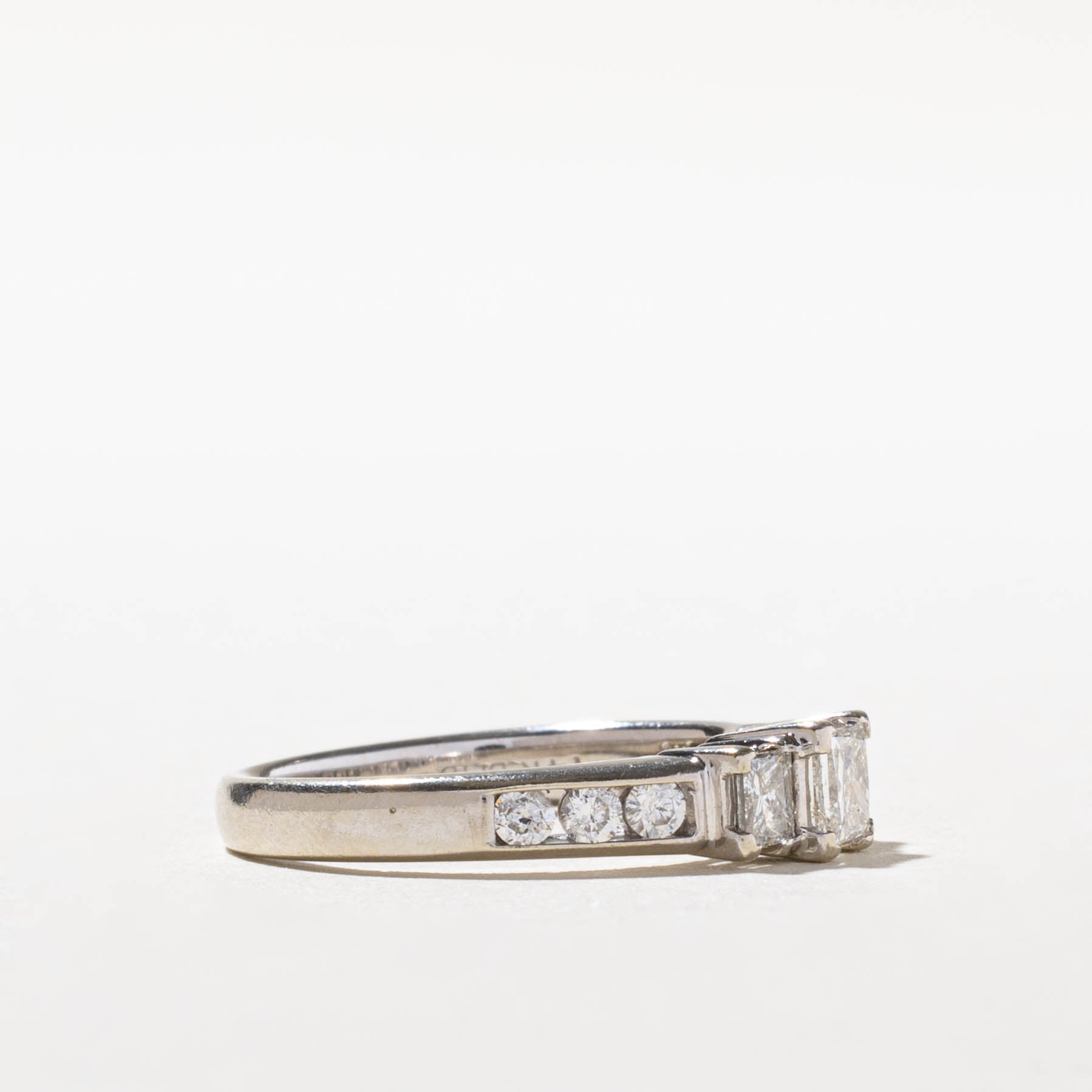 14k Three Stone Princess Cut Diamond Accented Ring | 0.43ct SI2/I1 H/I, 0.66ctw | SZ 6.75