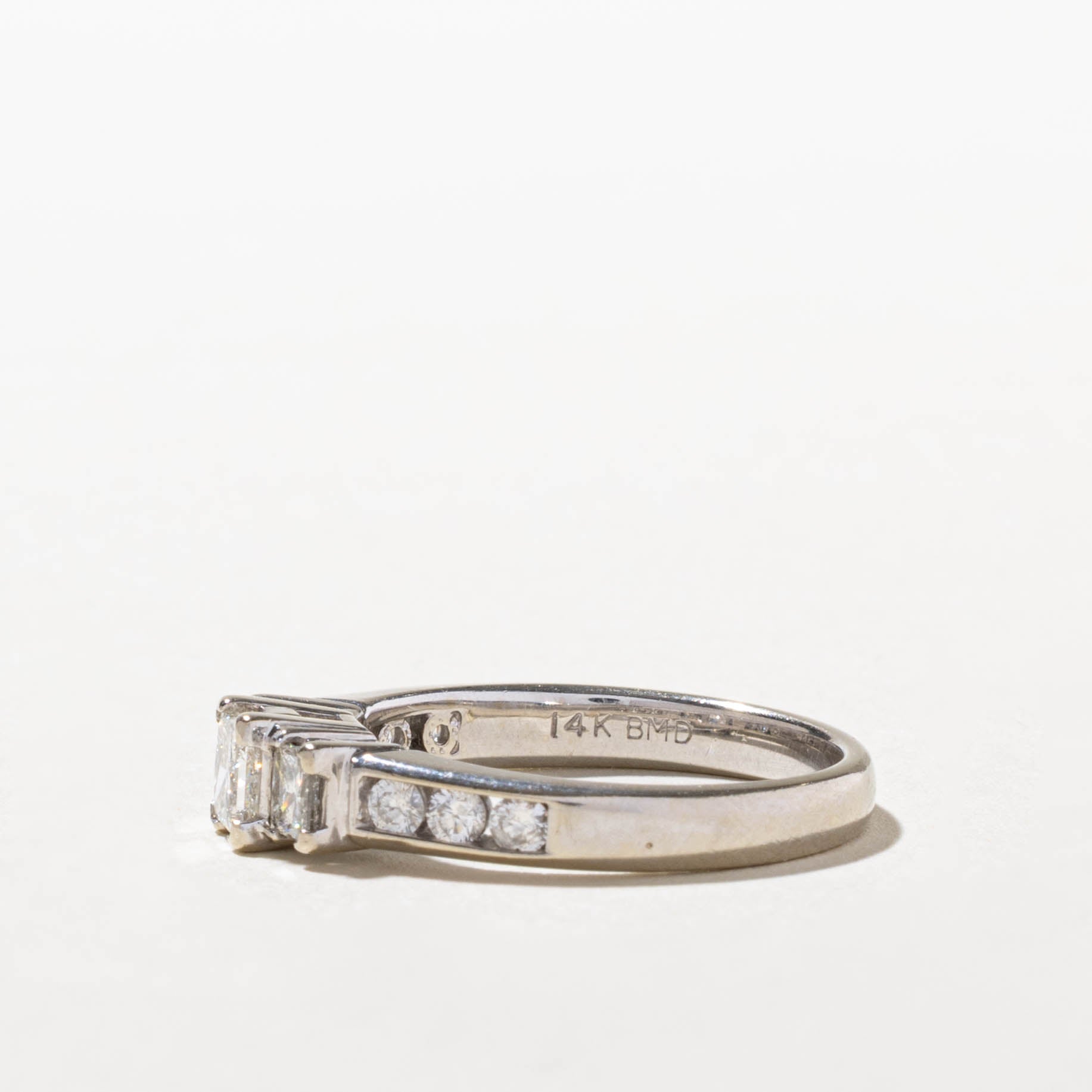 14k Three Stone Princess Cut Diamond Accented Ring | 0.43ct SI2/I1 H/I, 0.66ctw | SZ 6.75