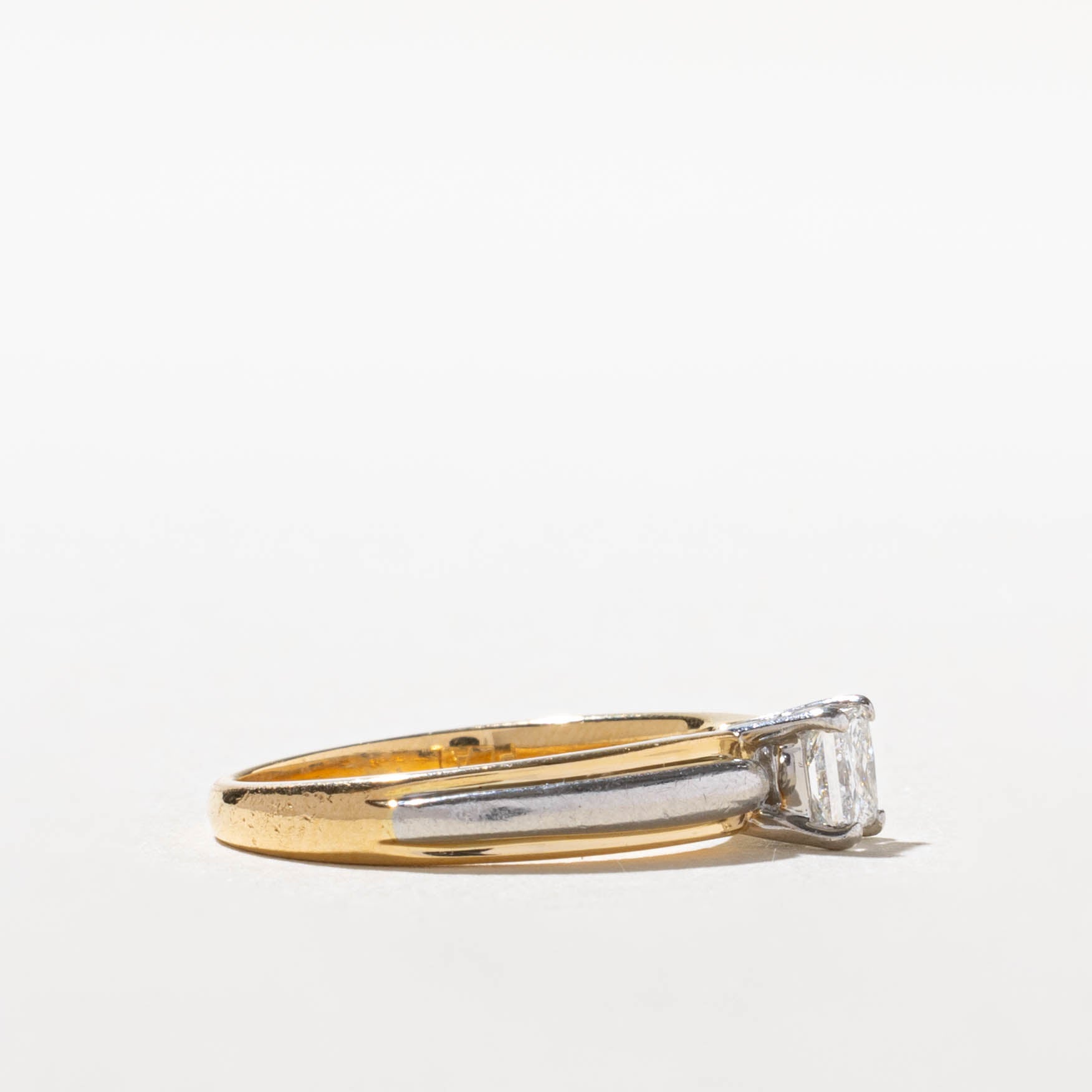 18k Two Tone Princess Cut Diamond Ring | 0.40ct SI1/SI2 F/G | SZ 5.5