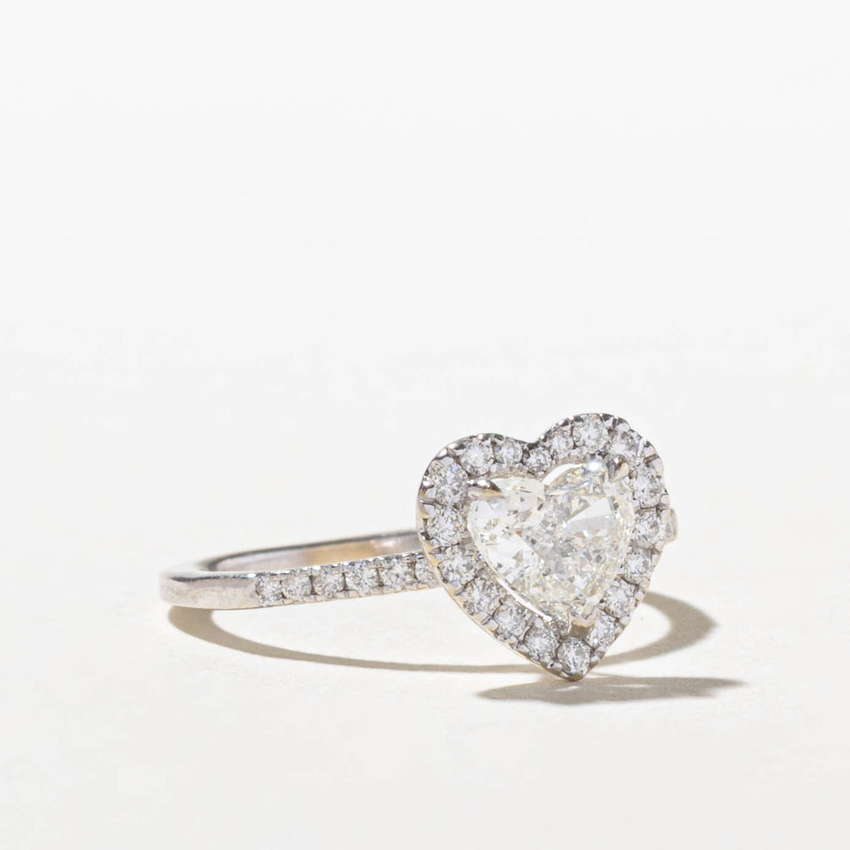 14k Heart Cut Diamond Halo Ring | 0.60ct SI1/SI2 I/J, 0.25ctw | SZ 5.5