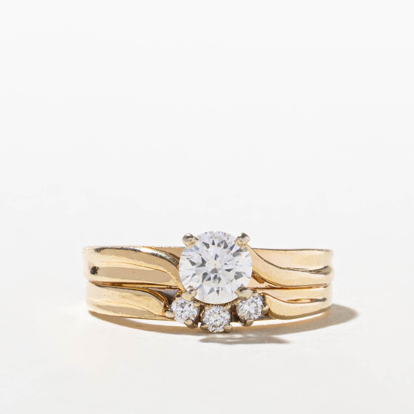 14k Diamond Soldered Wedding Ring Set | 0.49ct SI2 G, 0.09ctw | SZ 5