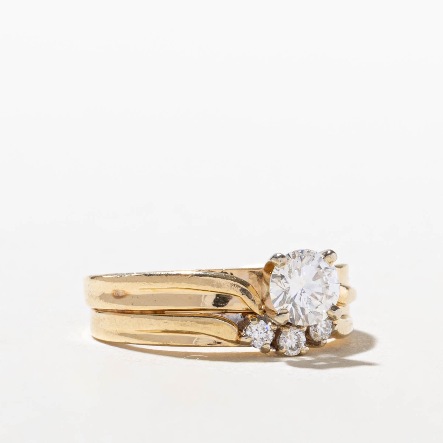 14k Diamond Soldered Wedding Ring Set | 0.49ct SI2 G, 0.09ctw | SZ 5