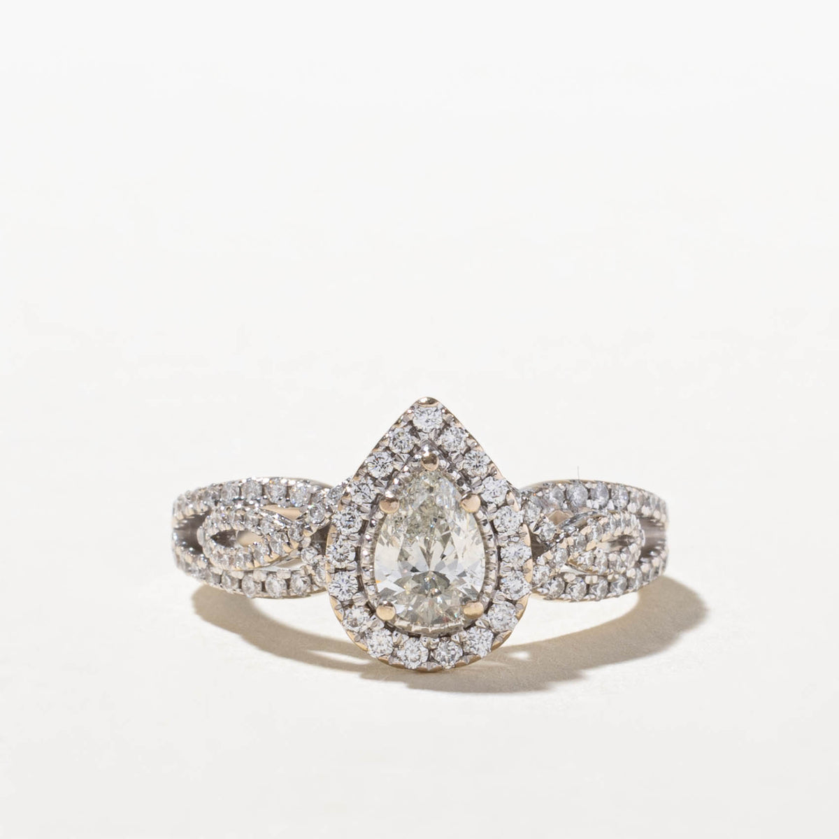 14k Pear Cut Diamond Halo Ring | 0.50ct SI1 H/I, 0.53ctw | SZ 6.75
