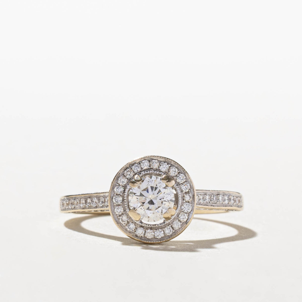 18k Diamond Halo Ring | 0.50ct SI2 H, 0.25ctw | SZ 7.75