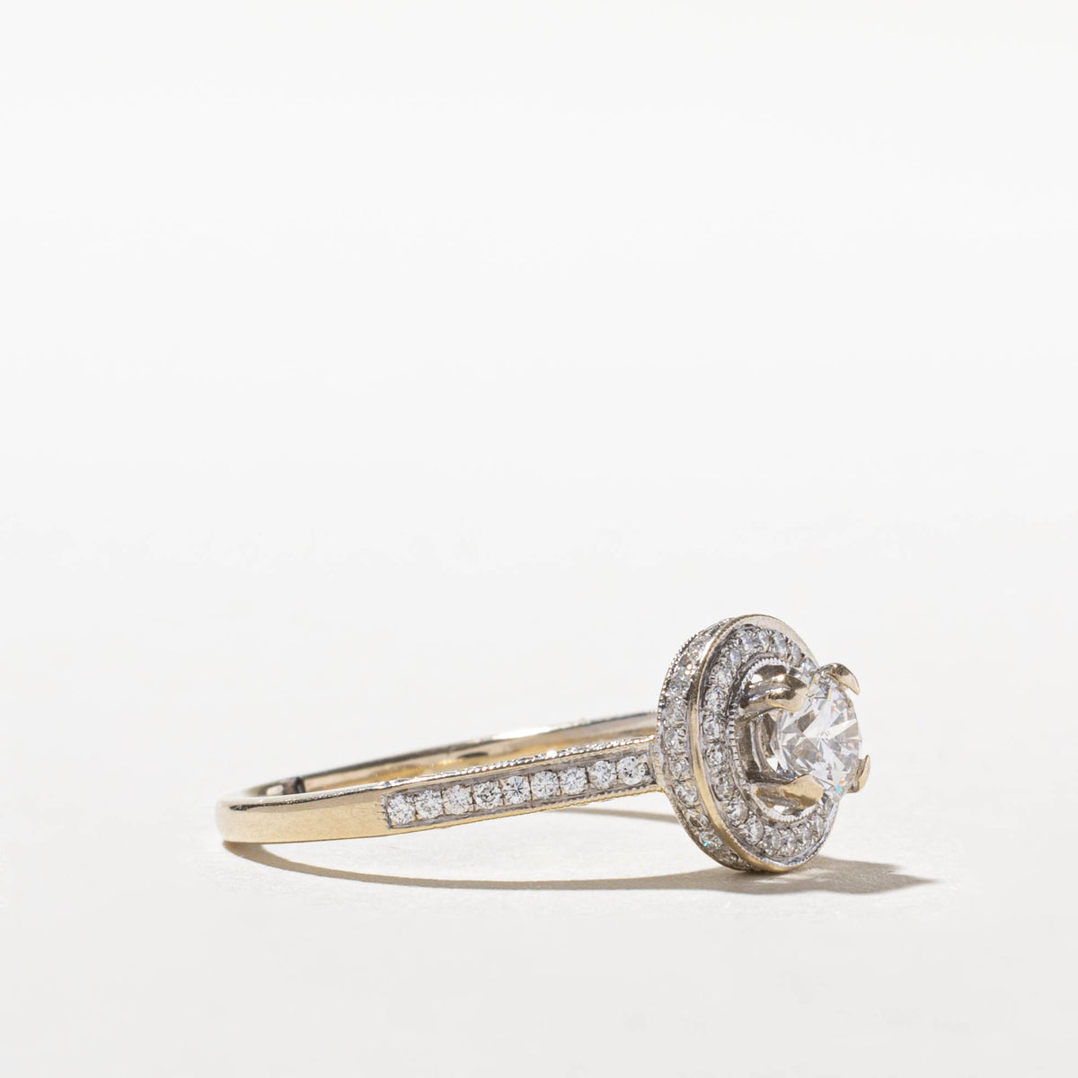 18k Diamond Halo Ring | 0.50ct SI2 H, 0.25ctw | SZ 7.75