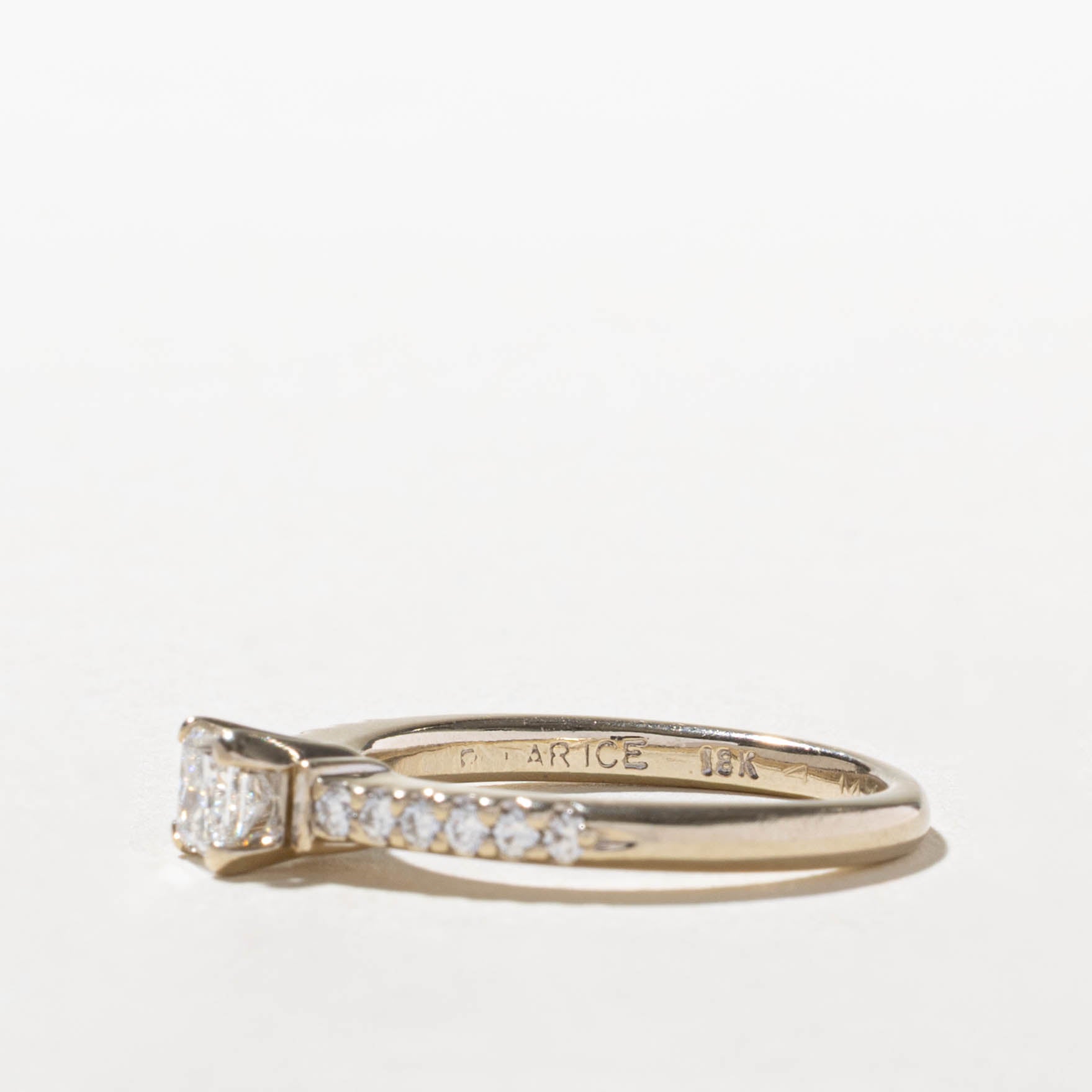 18k Canadian Princess Cut Diamond Ring | 0.36ct VVS2 F, 0.24ctw | SZ 6