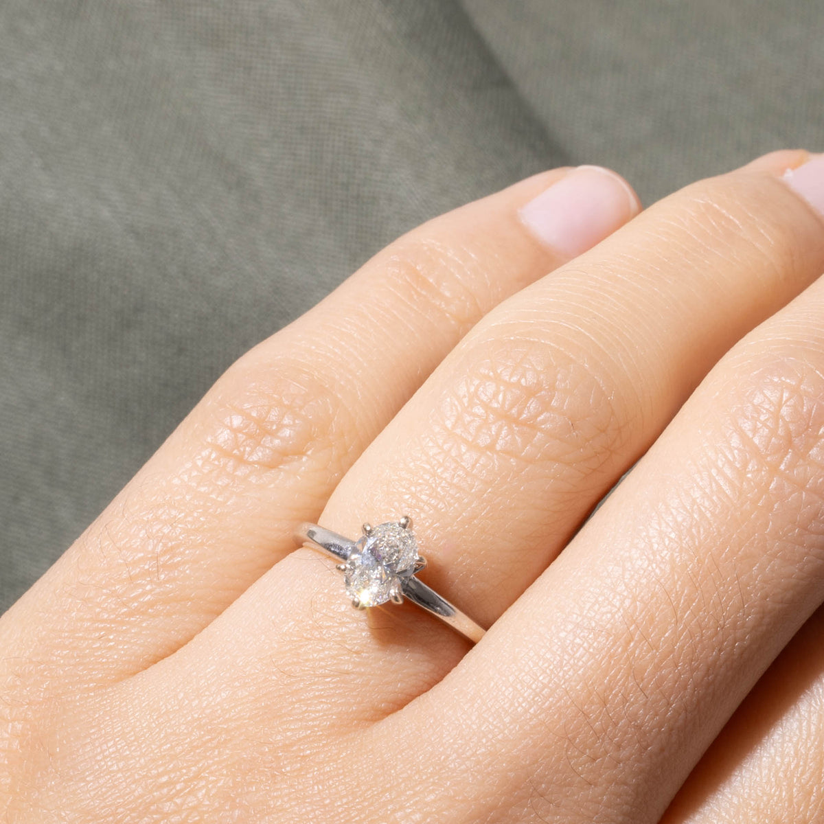 18k GIA Oval Cut Six Prong Diamond Ring | GIA 0.60ct SI1 H | SZ 4.5