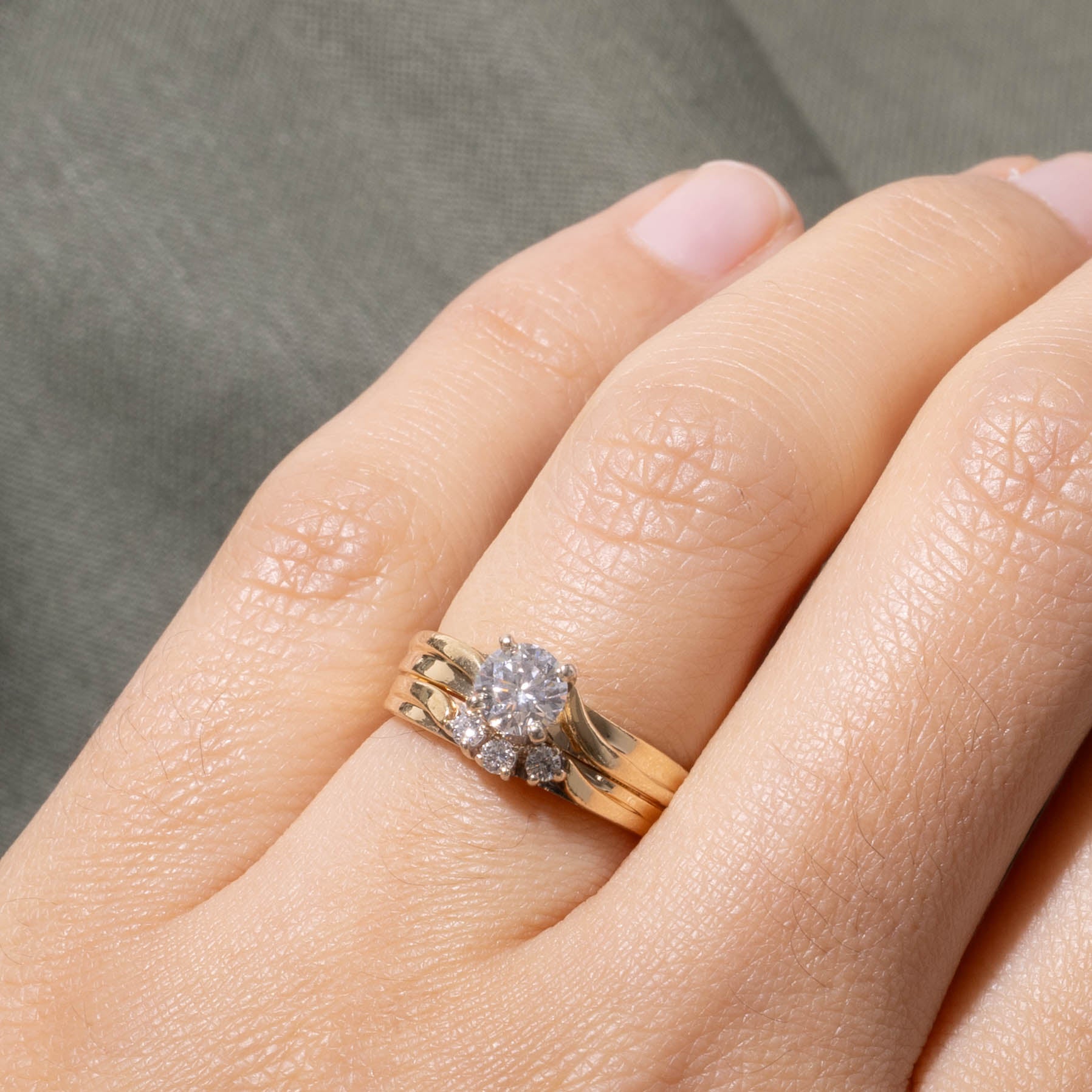 14k Diamond Soldered Wedding Ring Set | 0.49ct SI2 G, 0.09ctw | SZ 5