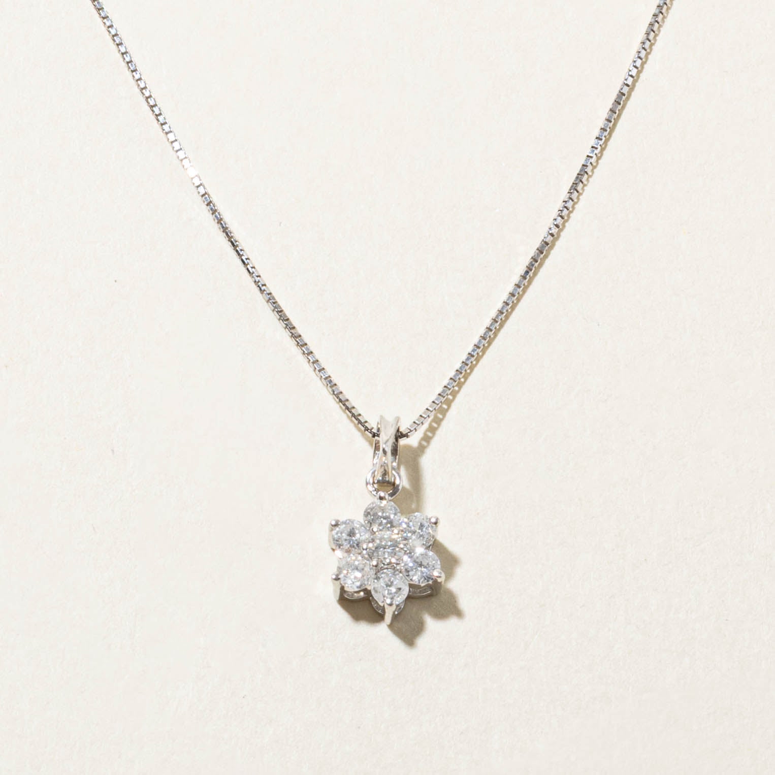 18k Diamond Daisy Cluster Pendant Necklace | 0.40ctw | 16"