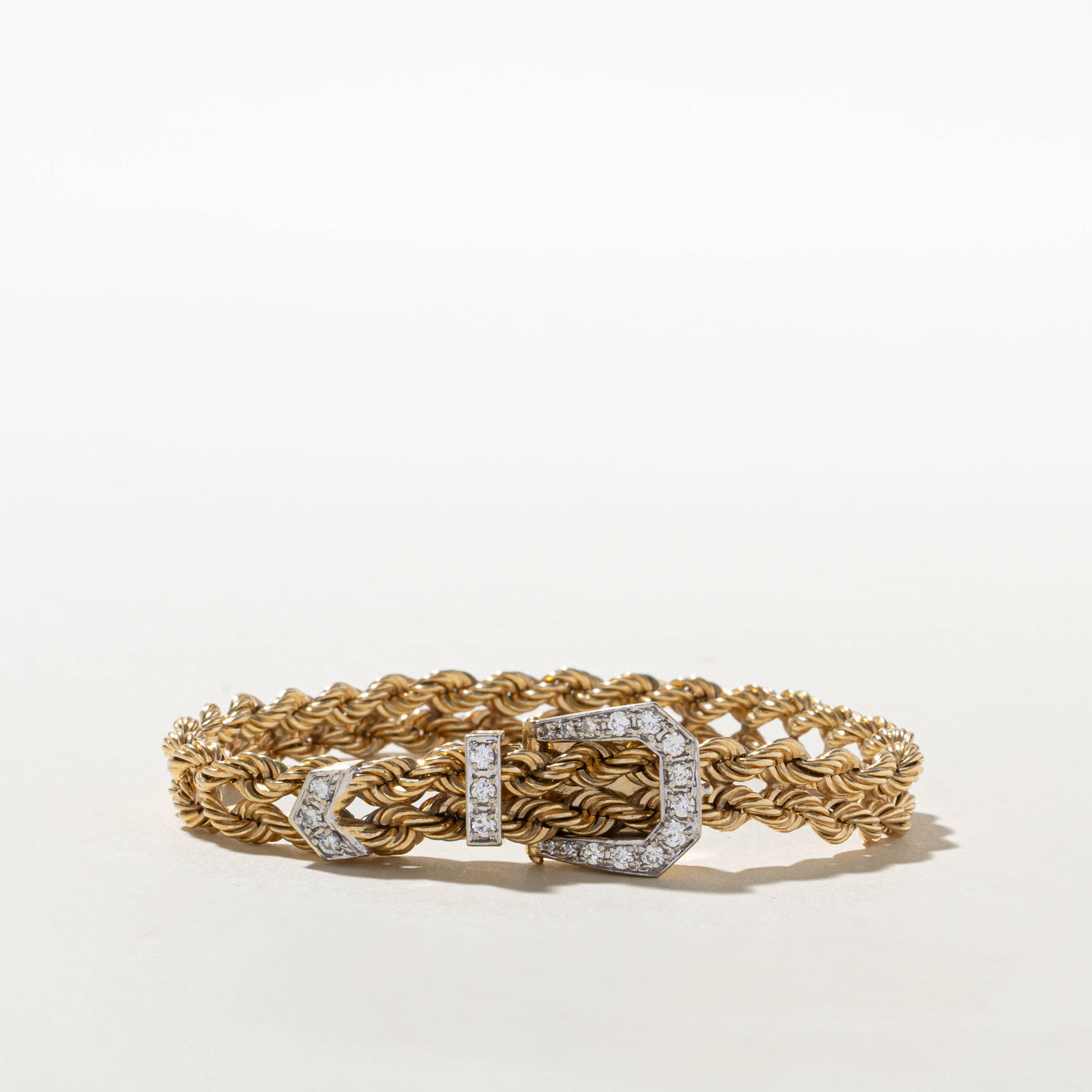 14k Diamond Rope Buckle Bracelet | 0.50ctw | 8"