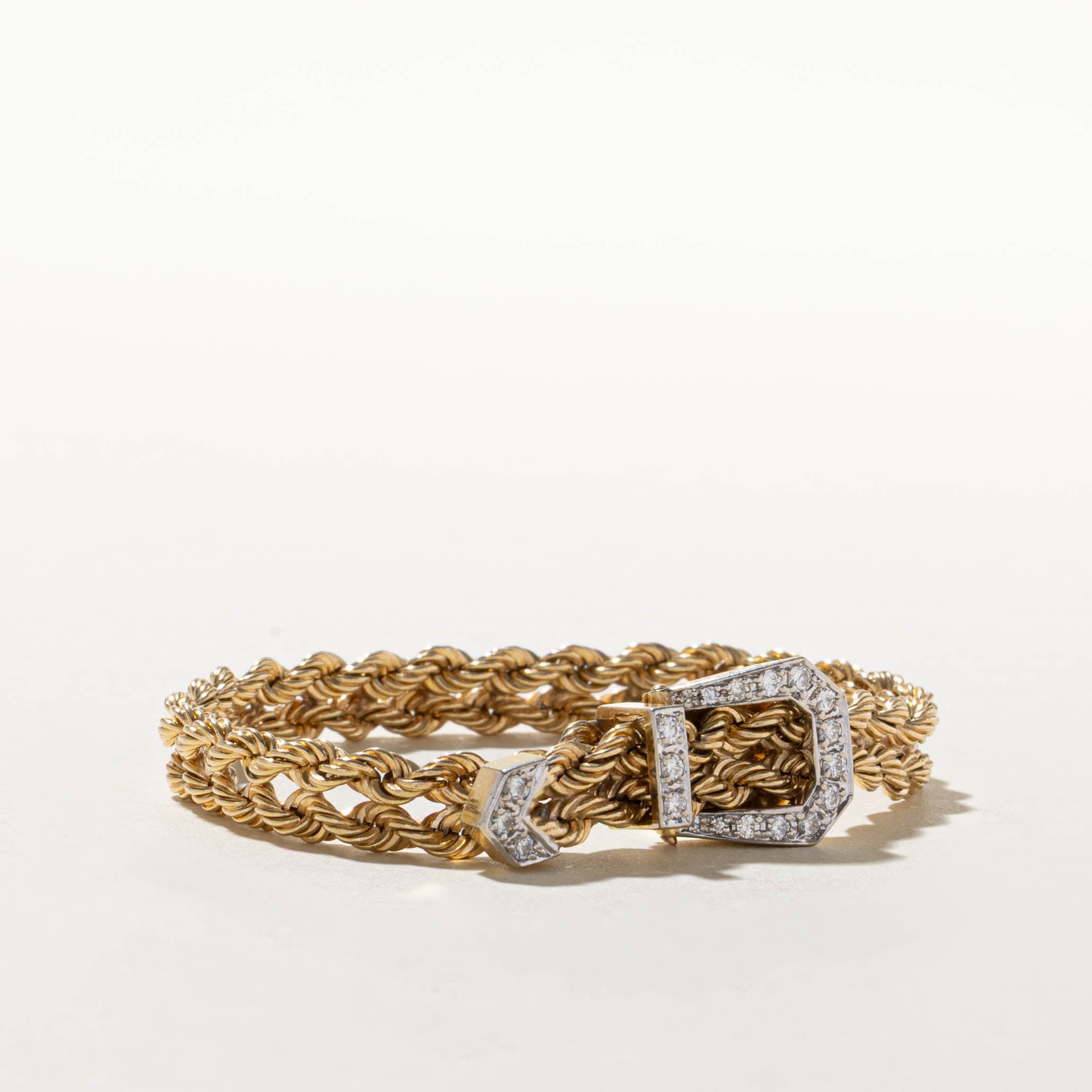 14k Diamond Rope Buckle Bracelet | 0.50ctw | 8"
