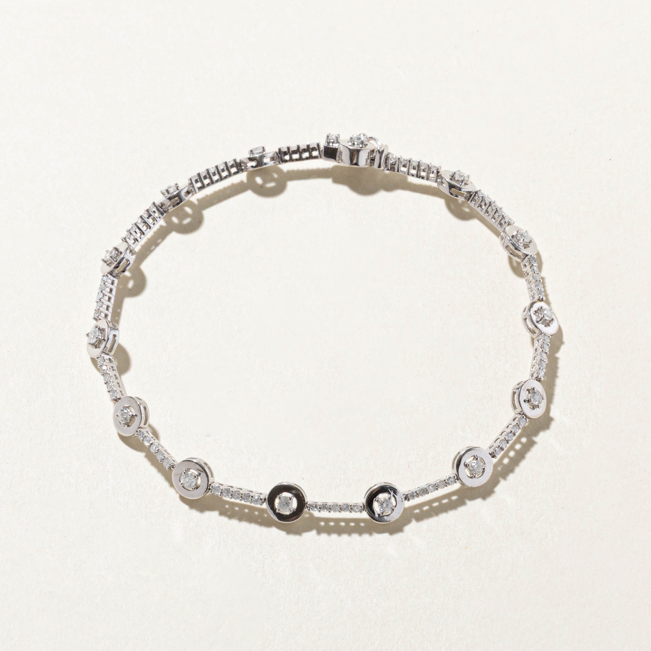 10k Bezel Set Diamond Satellite Bracelet | 0.77ctw | 7"